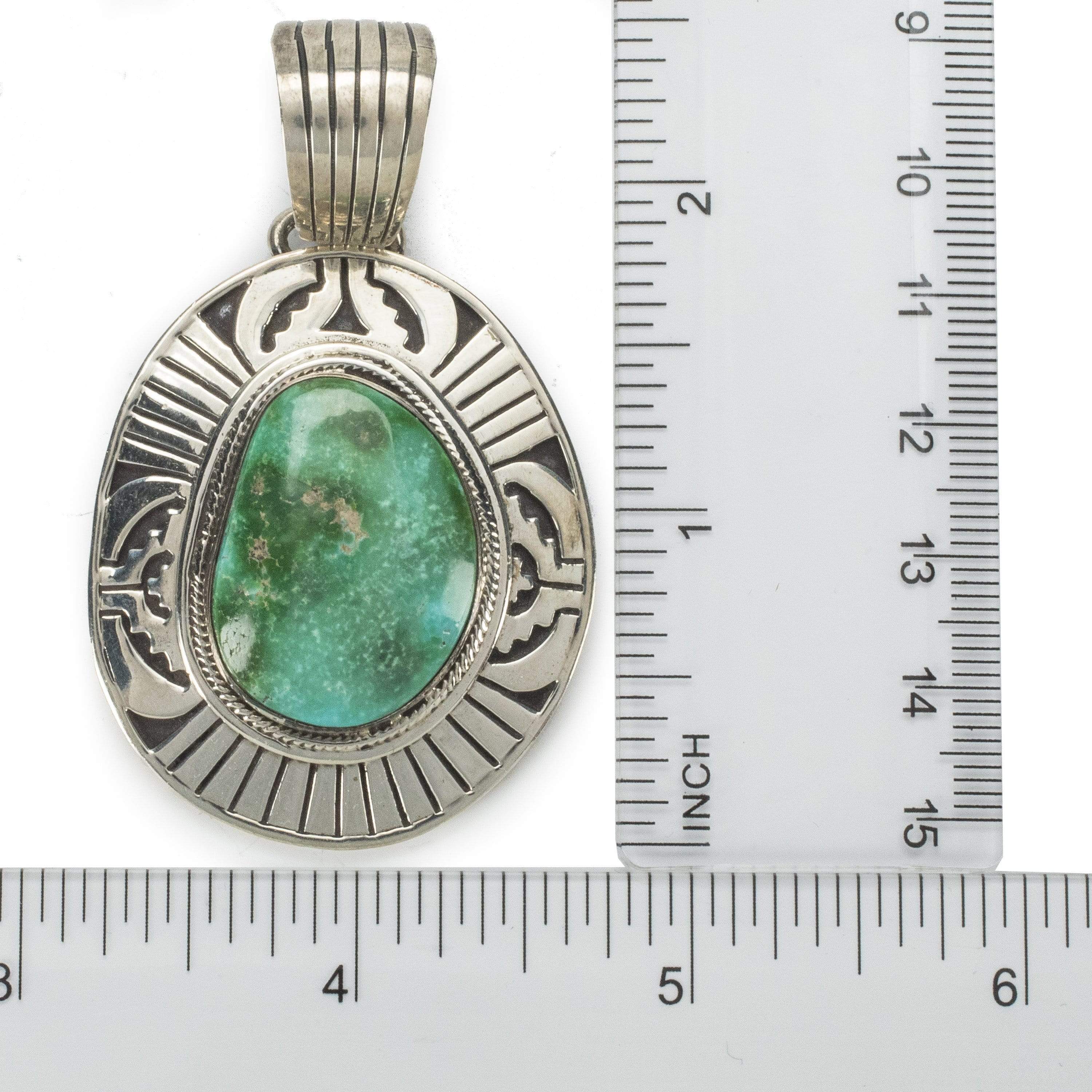 Kalifano Native American Jewelry L. Juan Royston Turquoise USA Native American Made 925 Sterling Silver Pendant NAN1800.007