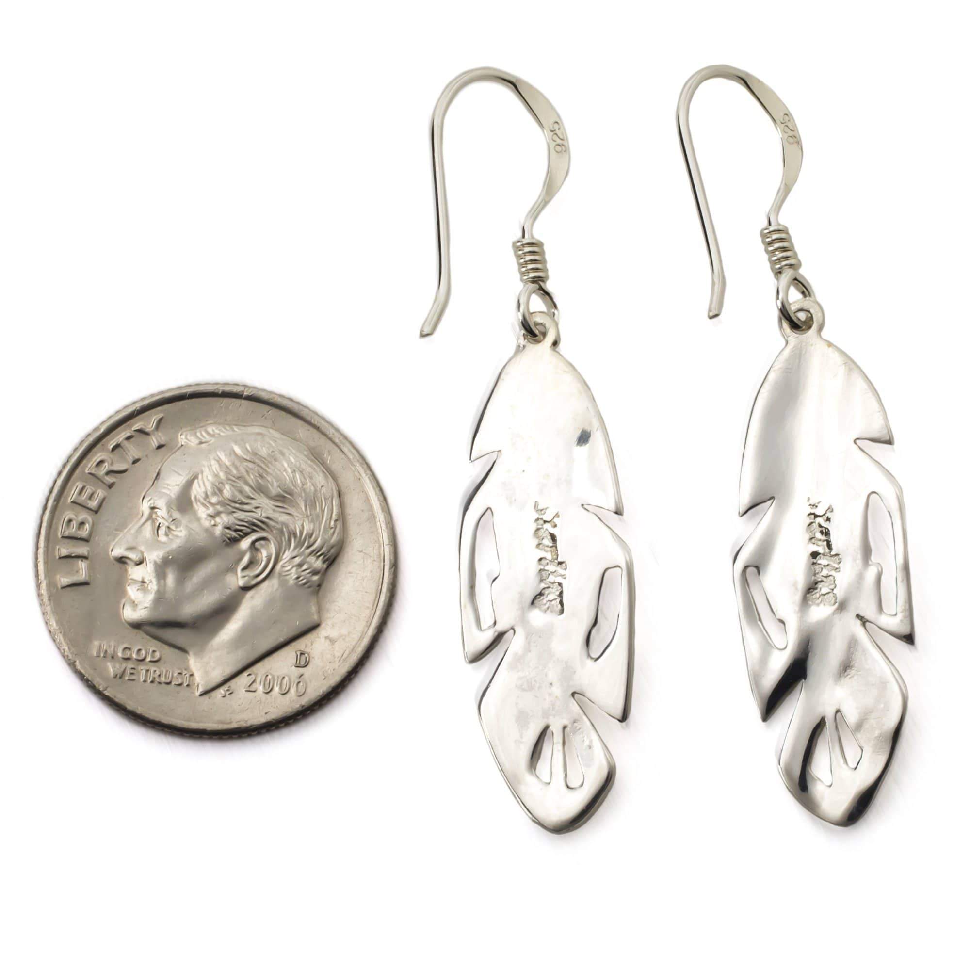 Kalifano Native American Jewelry Lapis Feather 925 Sterling Silver Earring with French Hook USA USA Handmade with Aqua Opal Accent NME.2113.LP