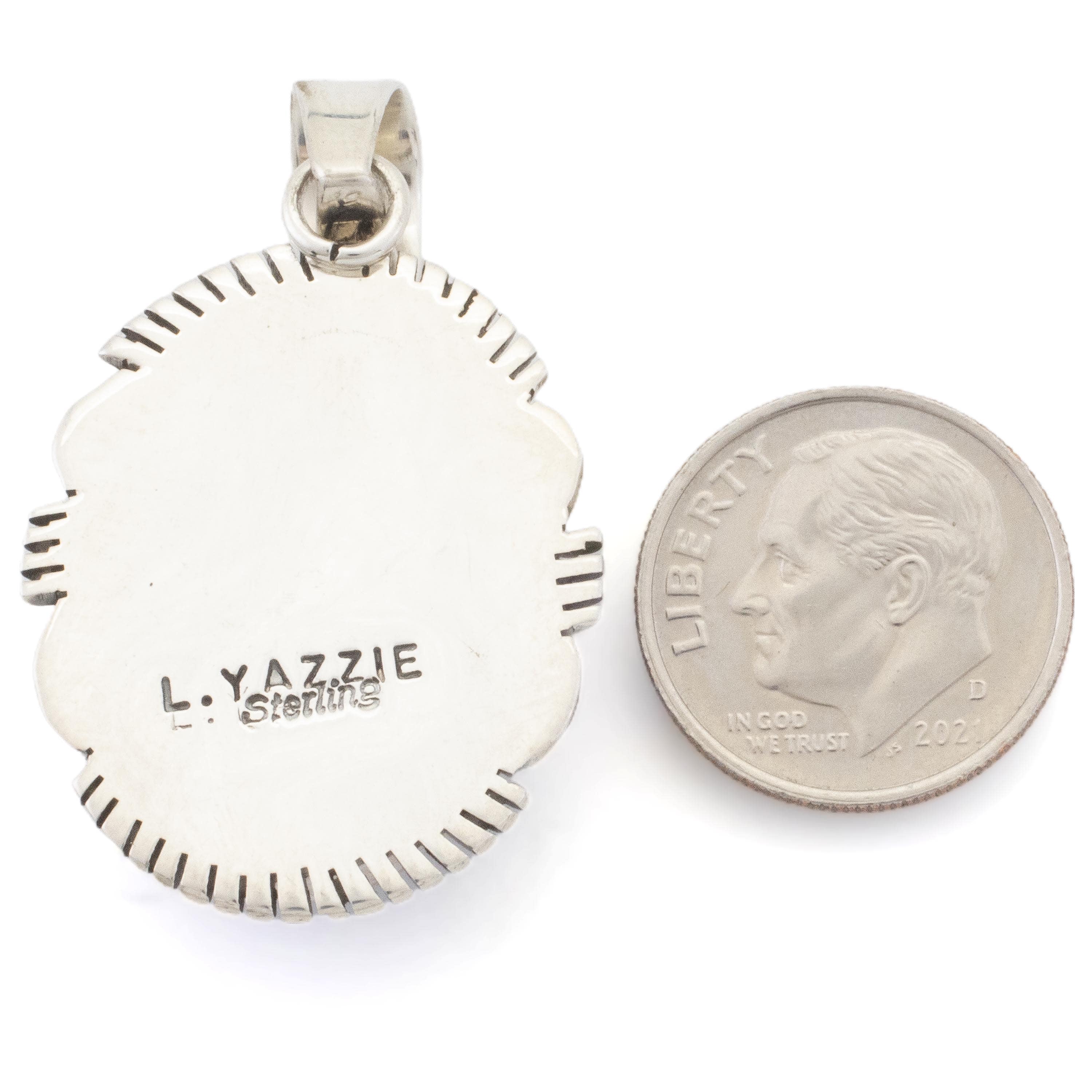Kalifano Native American Jewelry Larry Yazzie Lapis USA Native American Made 925 Sterling Silver Pendant NAN700.010