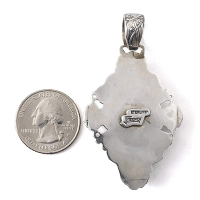 Kalifano Native American Jewelry Leo Feeney Carico Lake Turquoise, Citrine, and Peridot USA Native American 925 Sterling Silver  Pendant NAN1800.002
