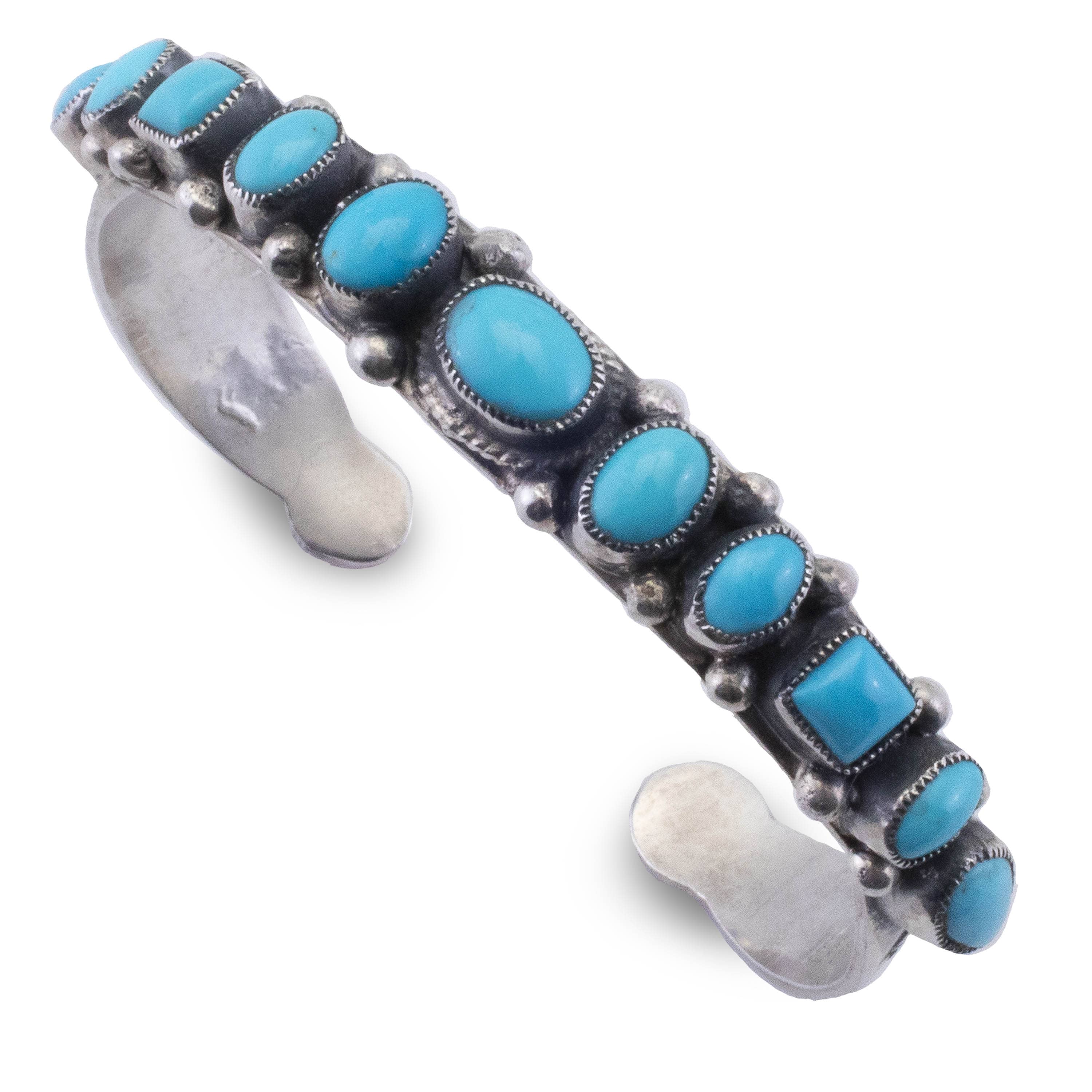 Kalifano Native American Jewelry Leo Feeney Sleeping Beauty Turquoise with Coral Accents USA Native American Made 925 Sterling Silver Cuff NAB1800.026