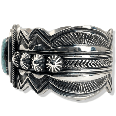 Kalifano Native American Jewelry Leon Martinez #8 Spider Web Turquoise Native American 925 Sterling Silver Cuff NAB3750.001