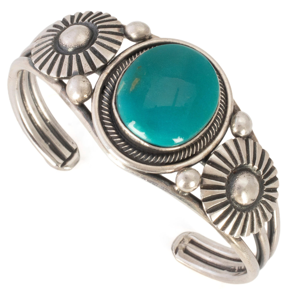 KALIFANO | Leon Martinez Fox Turquoise USA Native Made 925 Silver Cuff