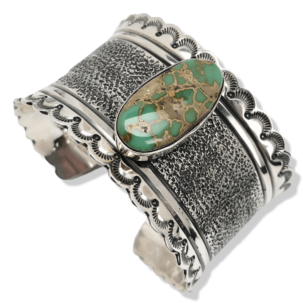 Kalifano Native American Jewelry Mark Yazzie Royston Turquoise Native American Made 925 Sterling Silver Cuff NAB3300.001