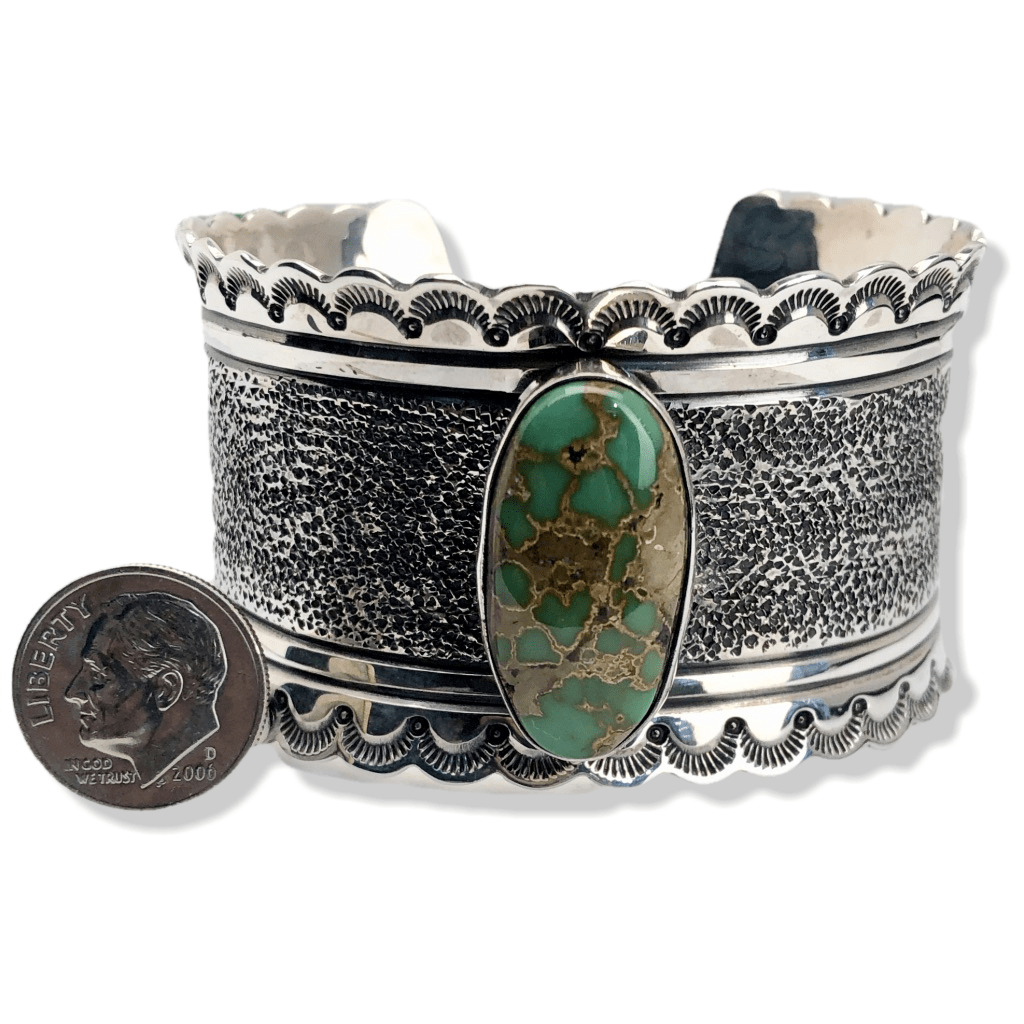 Kalifano Native American Jewelry Mark Yazzie Royston Turquoise Native American Made 925 Sterling Silver Cuff NAB3300.001