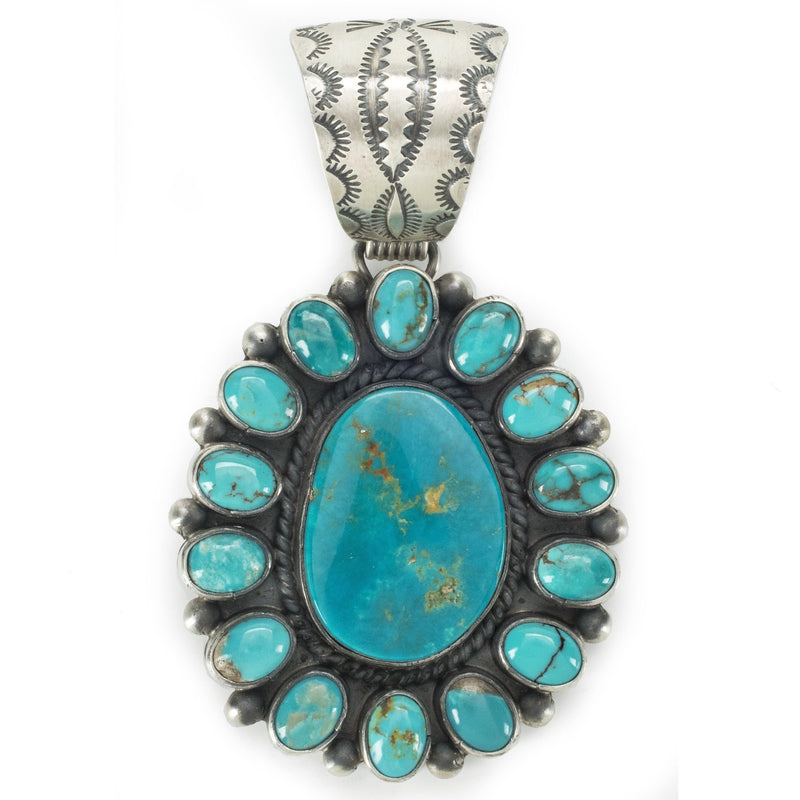 Kalifano Native American Jewelry Michael Calladitto Fox Turquoise Navajo USA Native American Made 925 Sterling Silver Pendant NAN1400.002