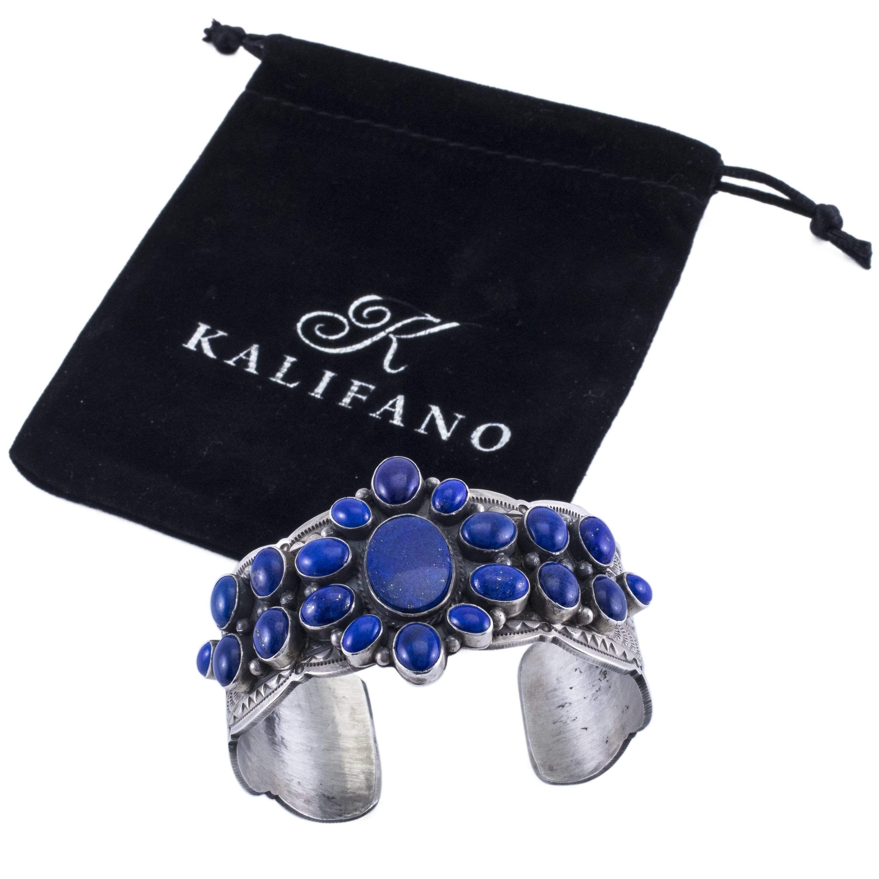 Kalifano Native American Jewelry Michael & Rose Calladitto Lapis Lazuli Navajo USA Native American Made 925 Sterling Silver Cuff NAB3800.001