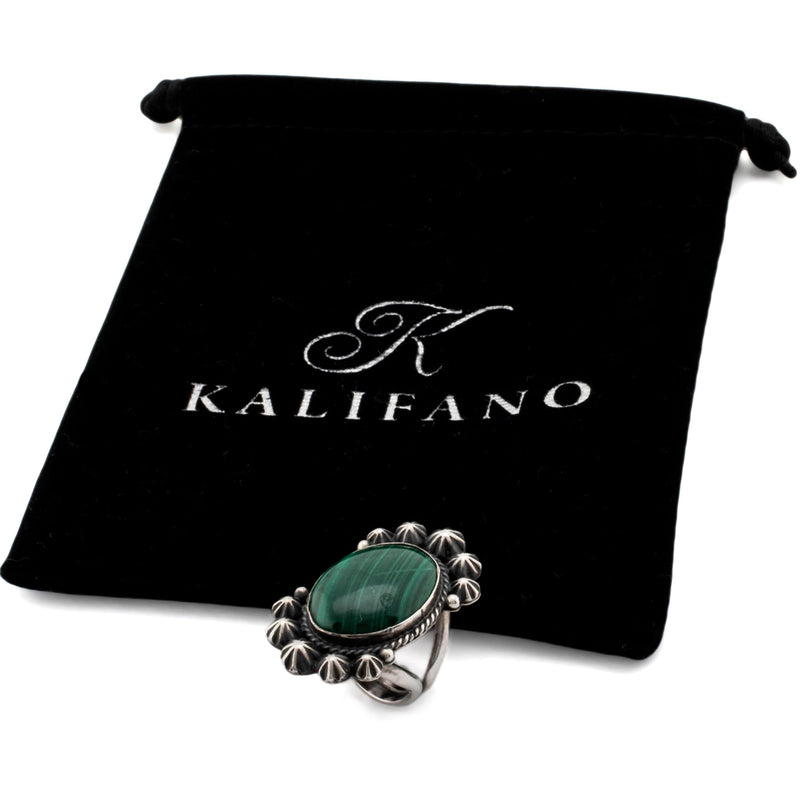 Kalifano Native American Jewelry Michael & Rose Calladitto Navajo Malachite USA Native American Made 925 Sterling Silver Ring