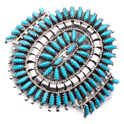 Kalifano Native American Jewelry Nathaniel and Rosemary Nez Kingman Turquoise Zuni Needle Point USA Native American Made 925 Sterling Silver Cuff NAB2800.003