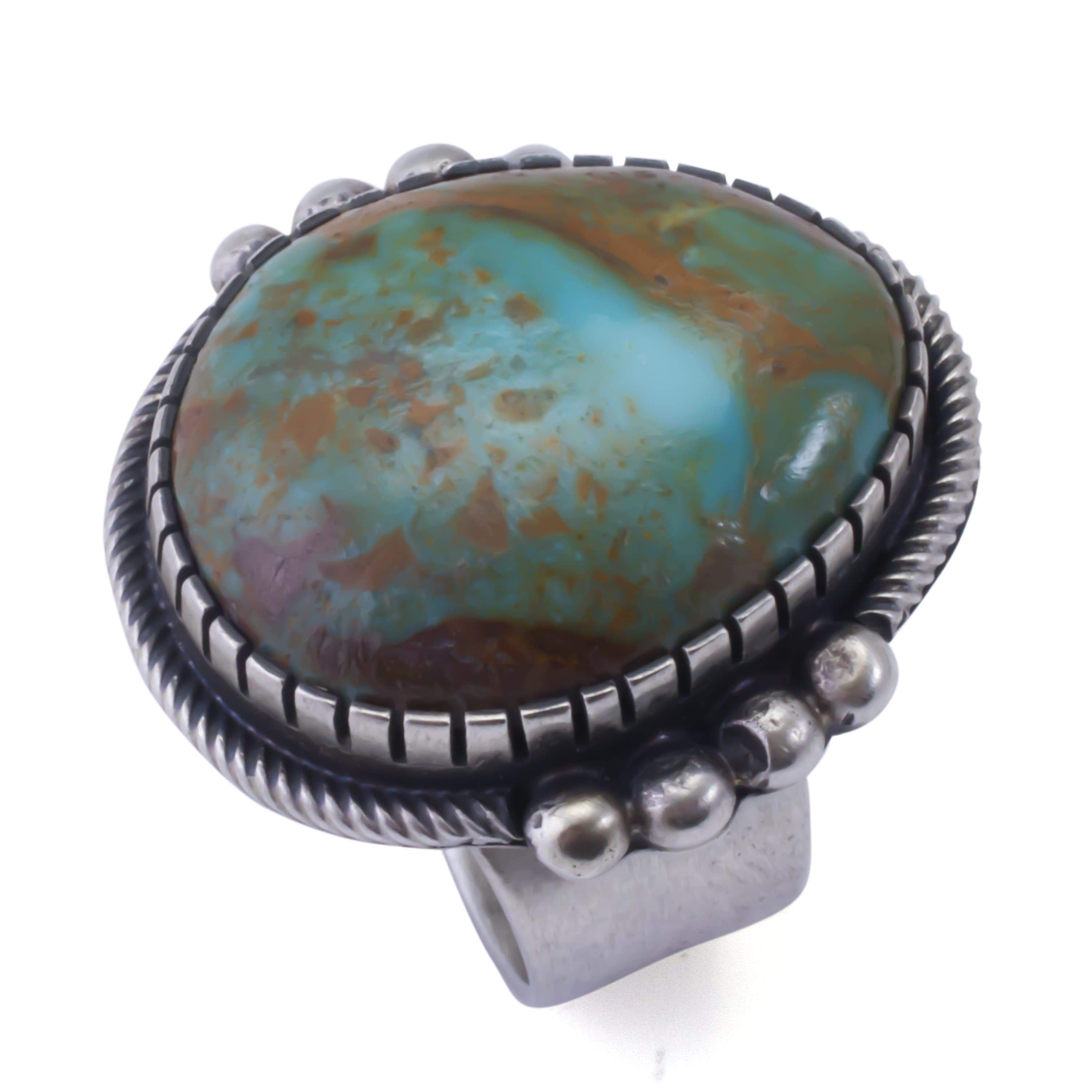 Kalifano Native American Jewelry Paul Livingston Kingman Turquoise Native American Made 925 Sterling Silver Ring