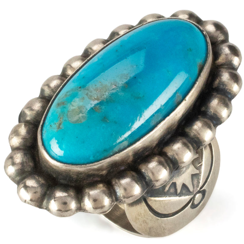 Kalifano Native American Jewelry Paul Livingston Navajo Kingman Turquoise USA Native American Made 925 Sterling Silver Ring