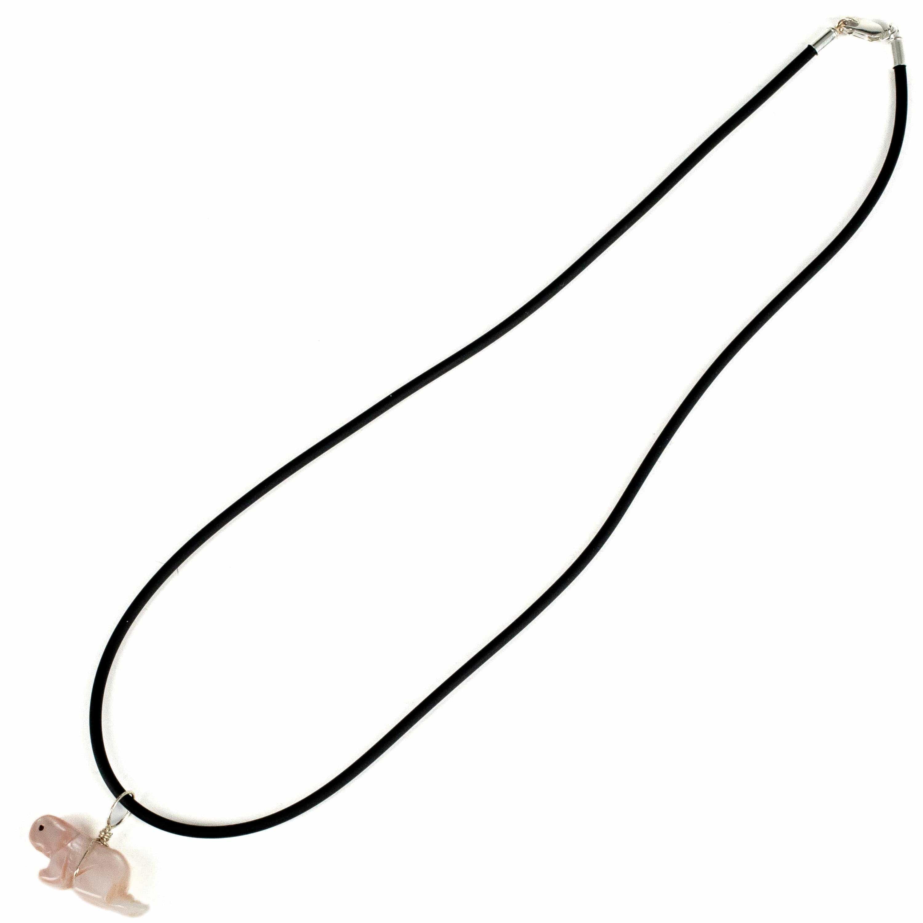 Kalifano Native American Jewelry Pink Mother of Pearl Fetish Carving USA Native American Made Necklace with Leather Cord NAN80.004