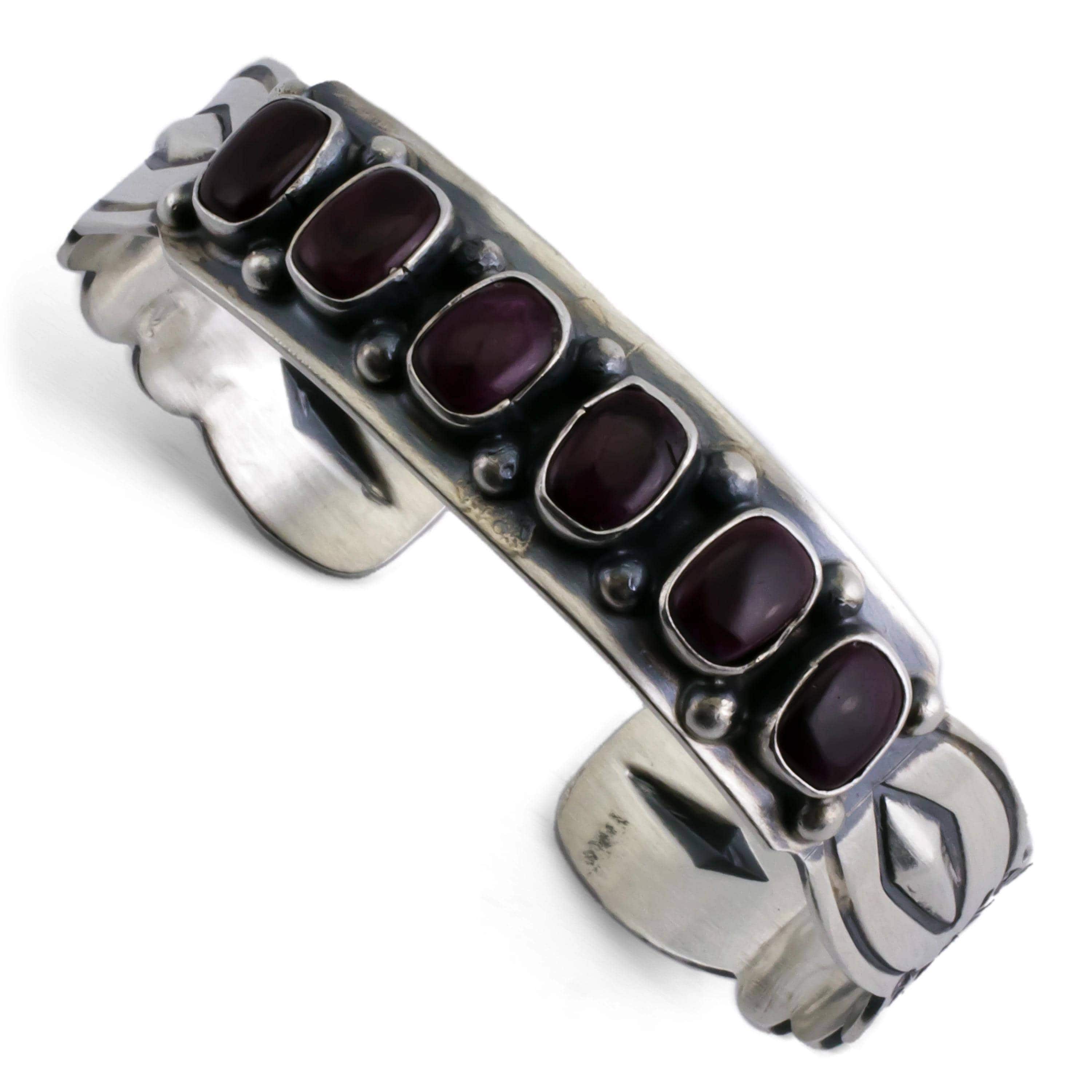 Kalifano Native American Jewelry Purple Spiny Oyster Shell USA Native American Made 925 Sterling Silver Cuff NAB900.003