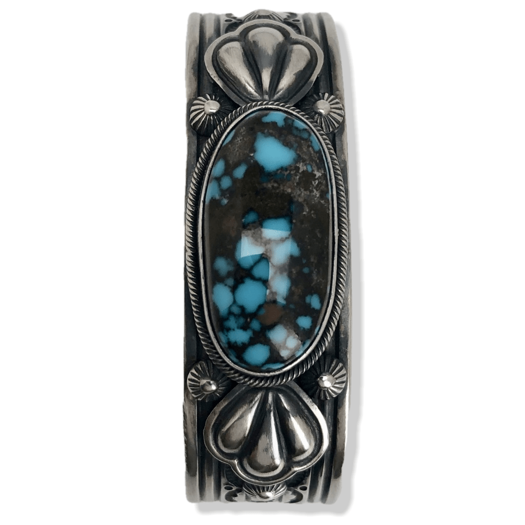 Kalifano Native American Jewelry R. Bennet Hubei Turquoise Native American Made 925 Sterling Silver Cuff NAB1800.001