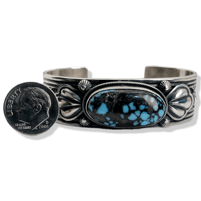 Kalifano Native American Jewelry R. Bennet Hubei Turquoise Native American Made 925 Sterling Silver Cuff NAB1800.001