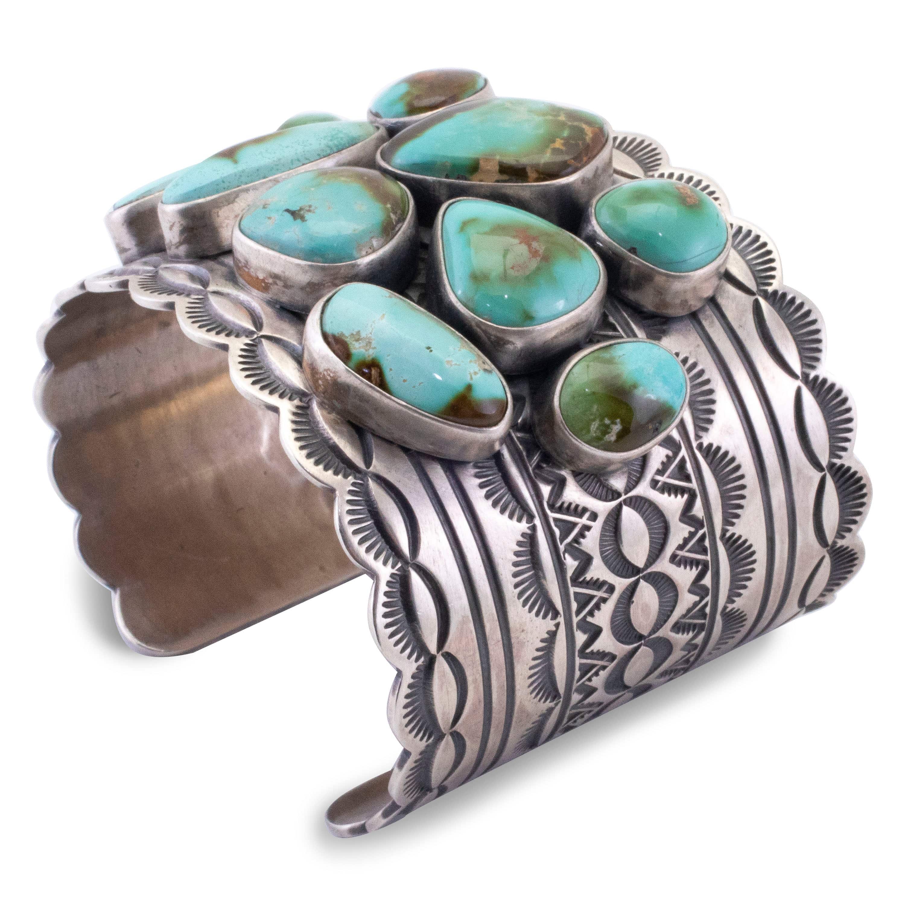 Kalifano Native American Jewelry Ray Bennett Navajo Royston Turquoise USA Native American Made 925 Sterling Silver Cuff NAB6000.002