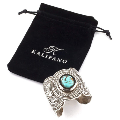 Kalifano Native American Jewelry Robert Chee Sleeping Beauty Turquoise USA Native American Made 925 Sterling Silver Cuff NAB2900.004