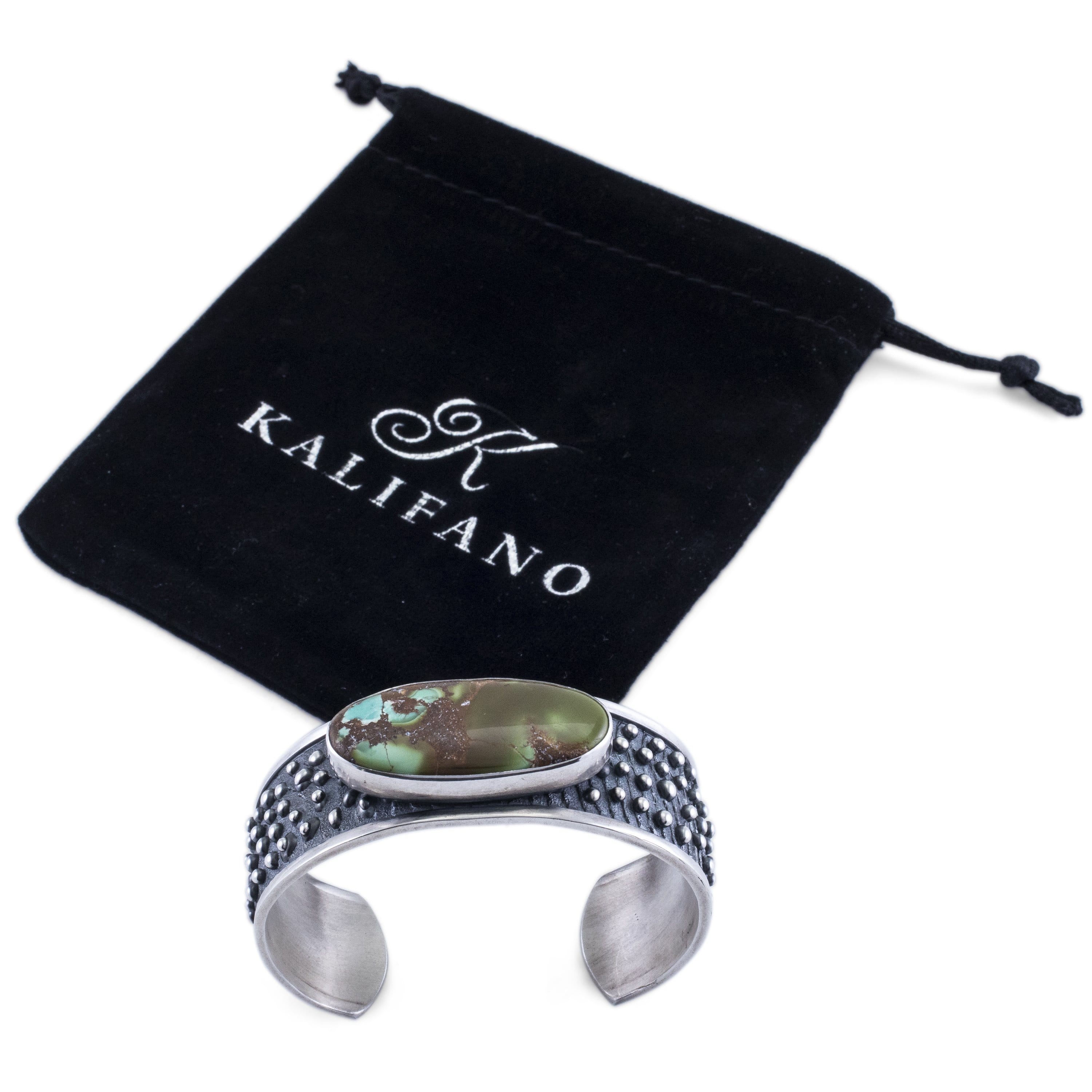 Kalifano Native American Jewelry Royston Turquoise USA Native American Made 925 Sterling Silver Cuff NAB2600.002