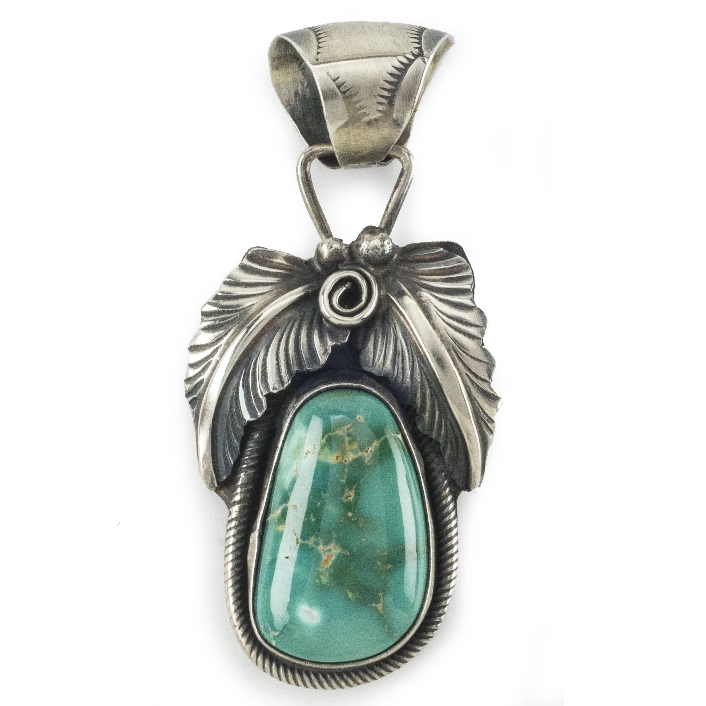 Kalifano Native American Jewelry Royston Turquoise USA Native American Made 925 Sterling Silver Pendant NAN600.007