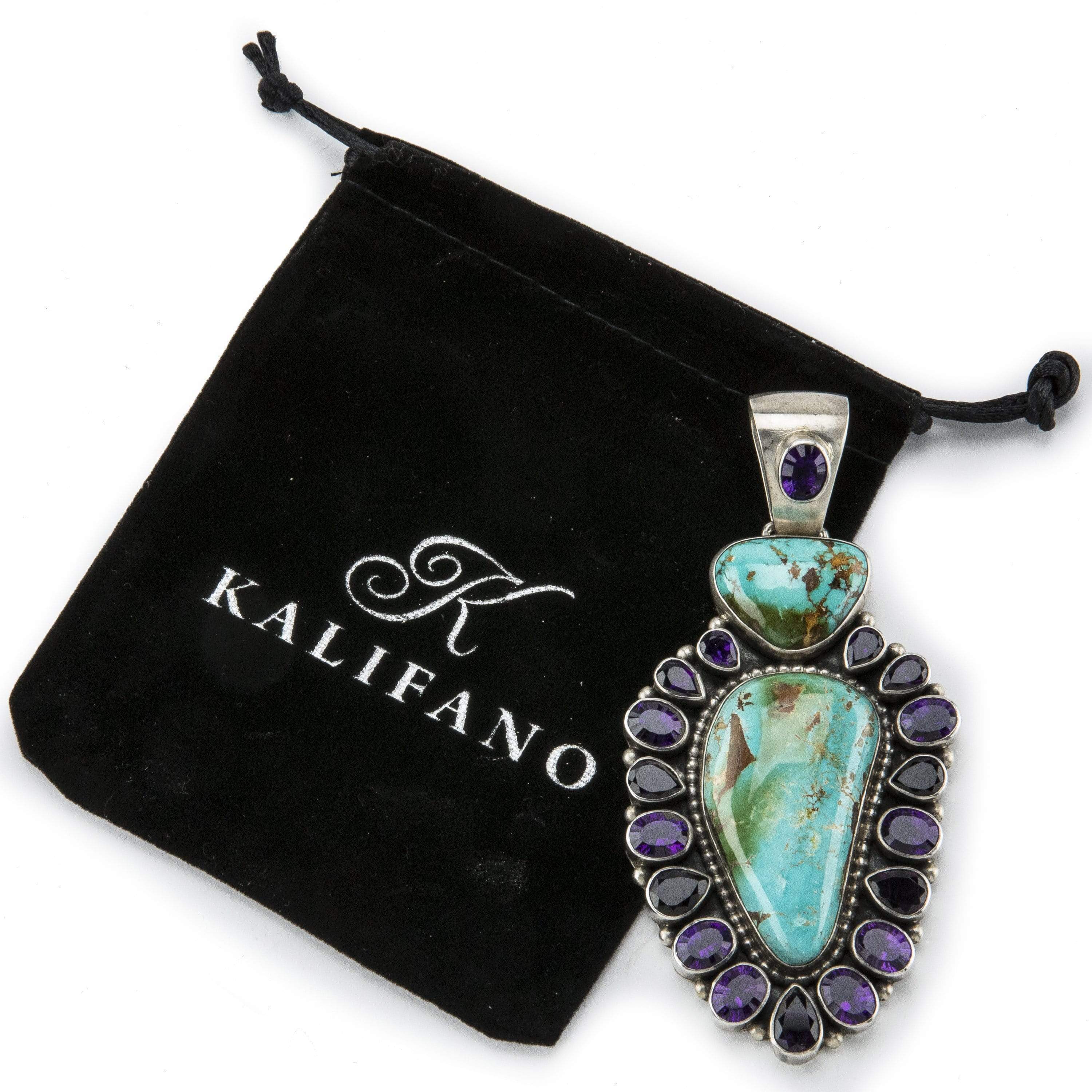 Kalifano Native American Jewelry Royston Turquoise USA Native American Made 925 Sterling Silver Pendant NAN6000.002