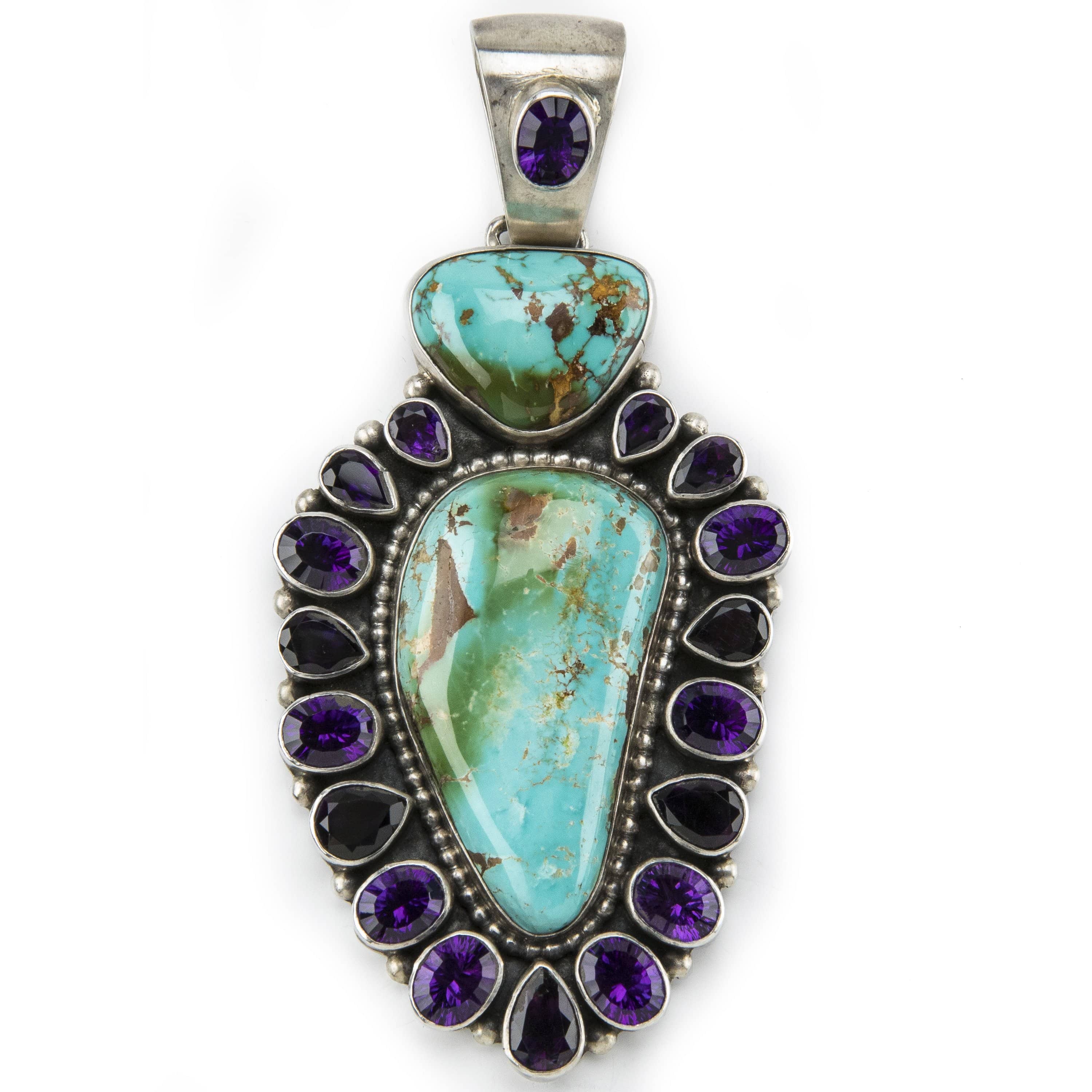 Kalifano Native American Jewelry Royston Turquoise USA Native American Made 925 Sterling Silver Pendant NAN6000.002