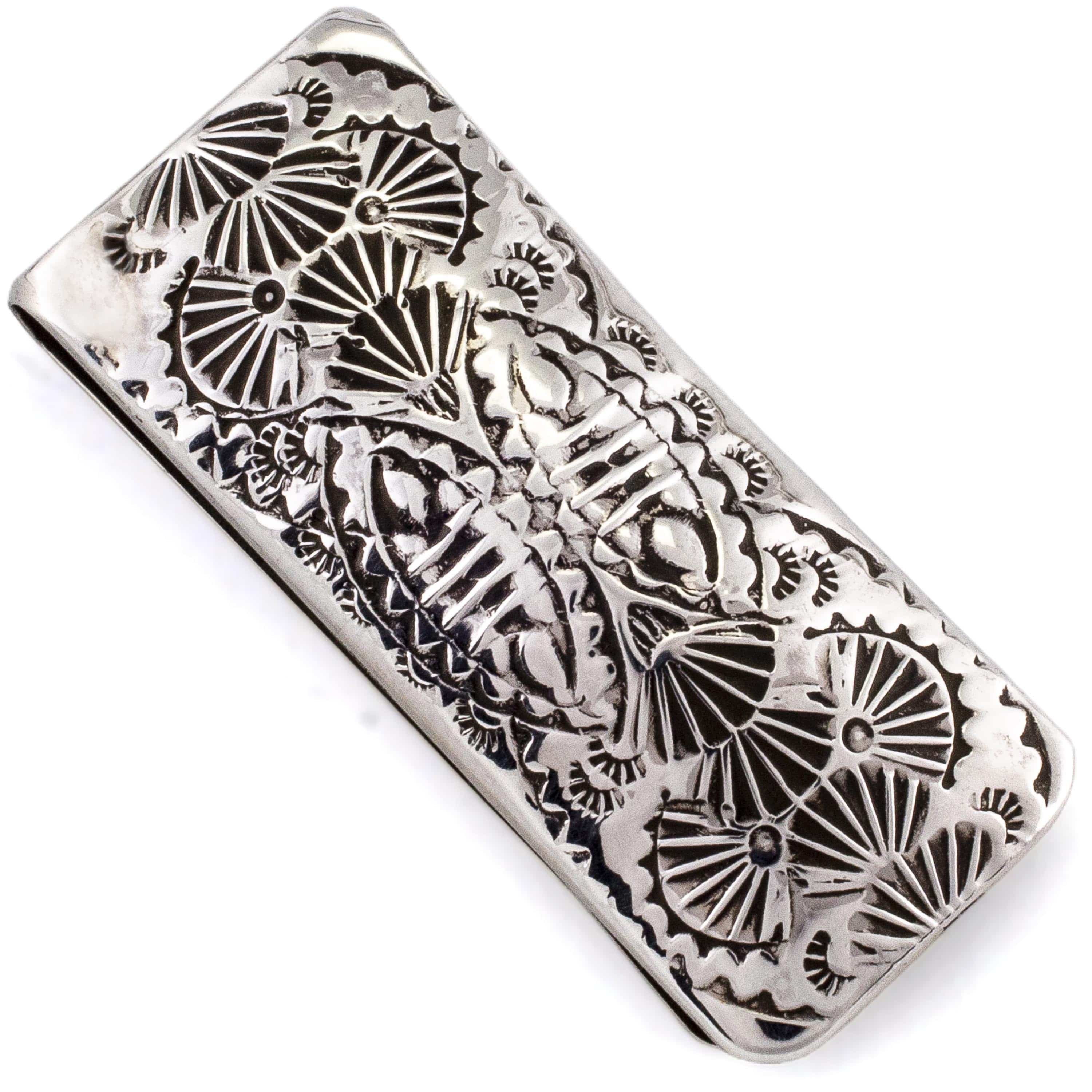 Kalifano Native American Jewelry Shirley Skeets Navajo USA Native American Made 925 Sterling Silver Money Clip NAM160.001