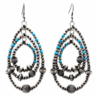 Kalifano Native American Jewelry Sleeping Beauty Turquoise USA Native American Made 925 Sterling Silver Navajo Pearl XL Chandelier Earrings NAE600.001