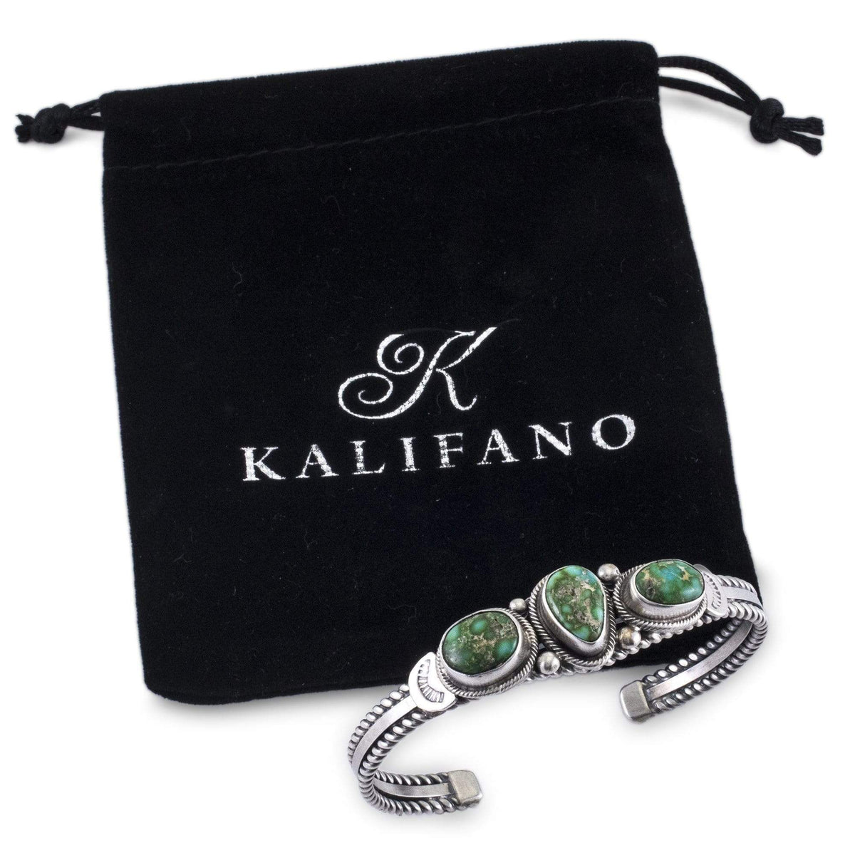 Kalifano Native American Jewelry Sonoran Gold Turquoise USA Native American Made 925 Sterling Silver Cuff NAB1600.004