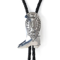 Sterling Silver Cowboy Boot Native American Made Bolo Tie Main Image