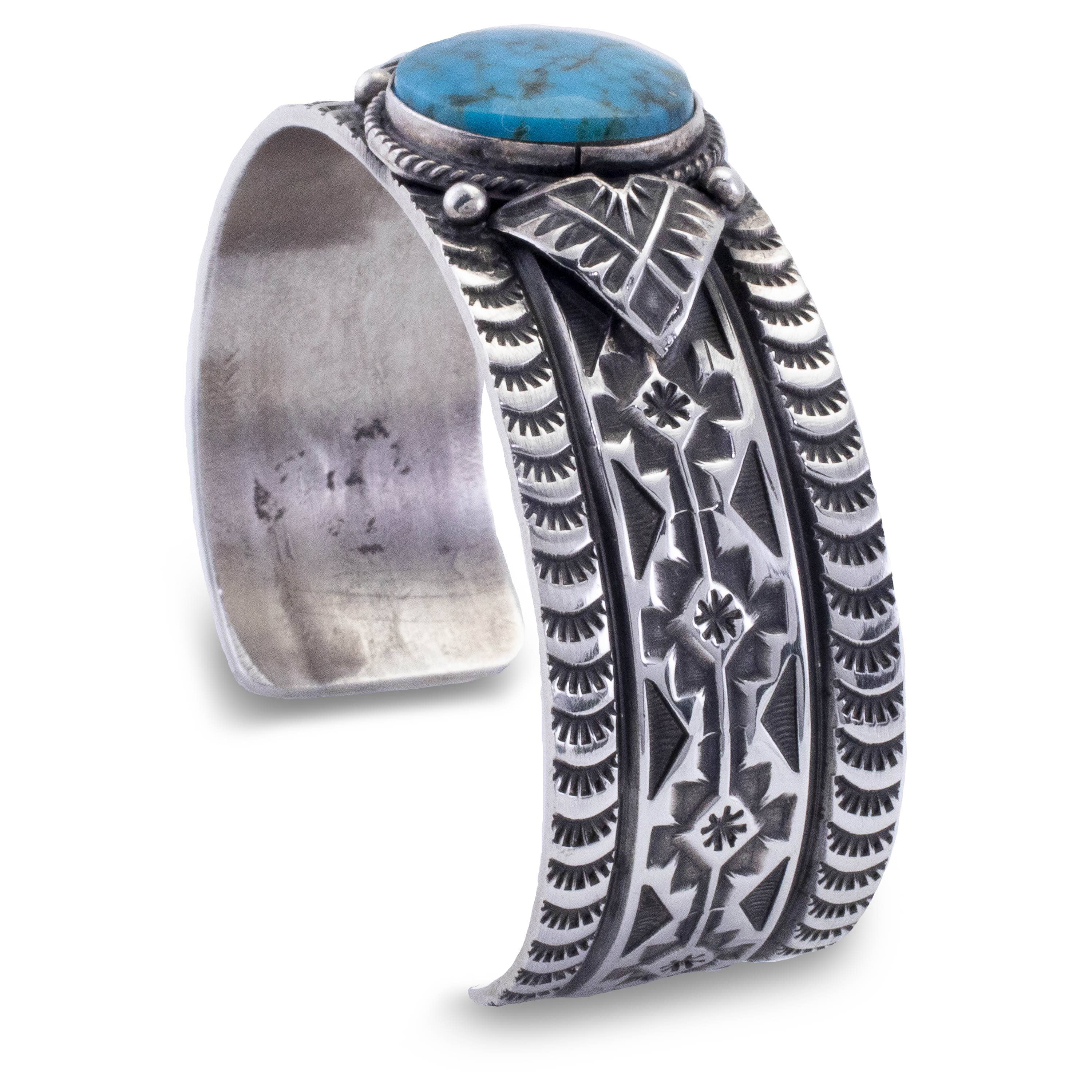 Navajo Sterling Silver & Turquoise Cuff Bracelet Signed – Nizhoni Traders  LLC