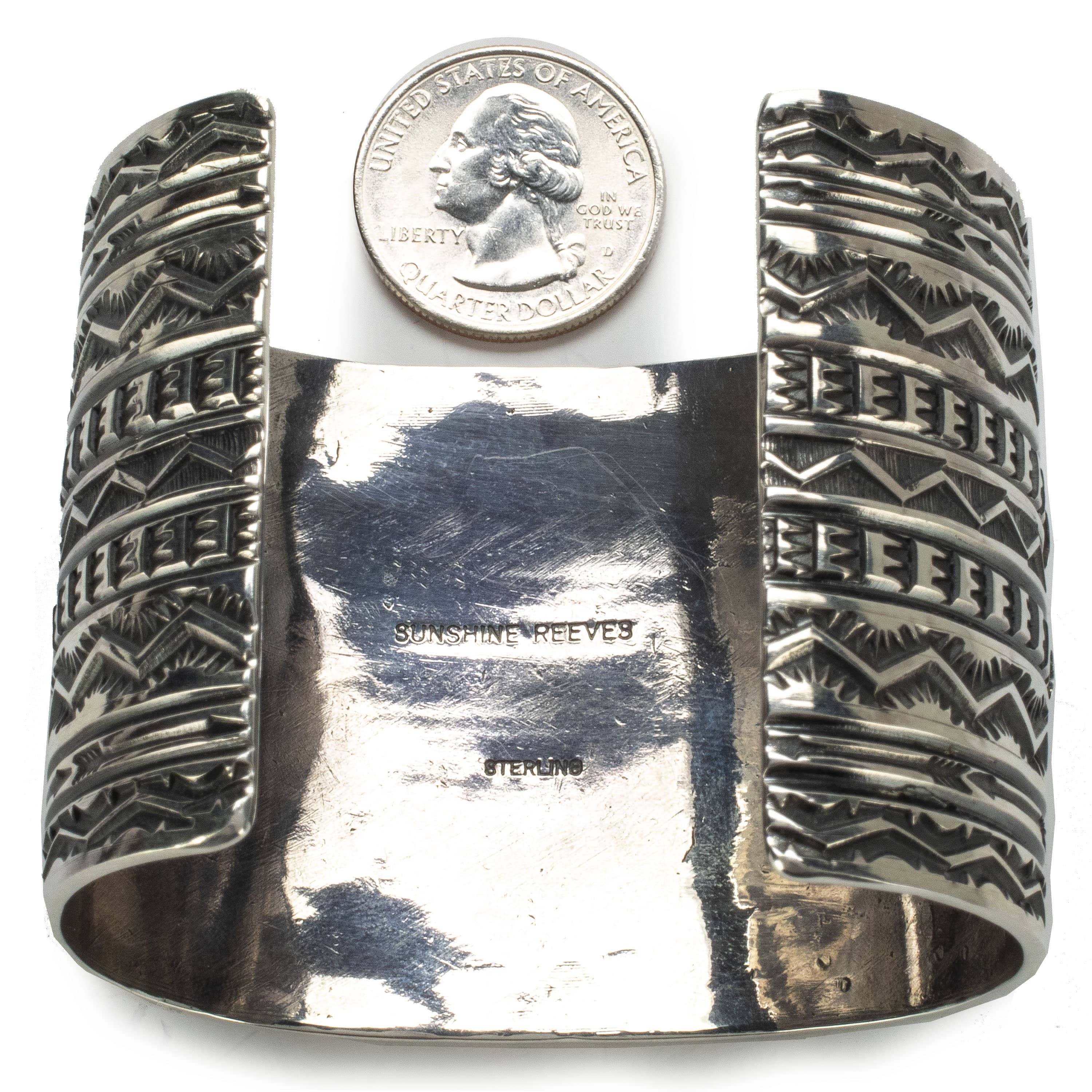 Kalifano Native American Jewelry Sunshine Reeves Thunderbird USA Native American Made 925 Sterling Silver Cuff NAB5400.002