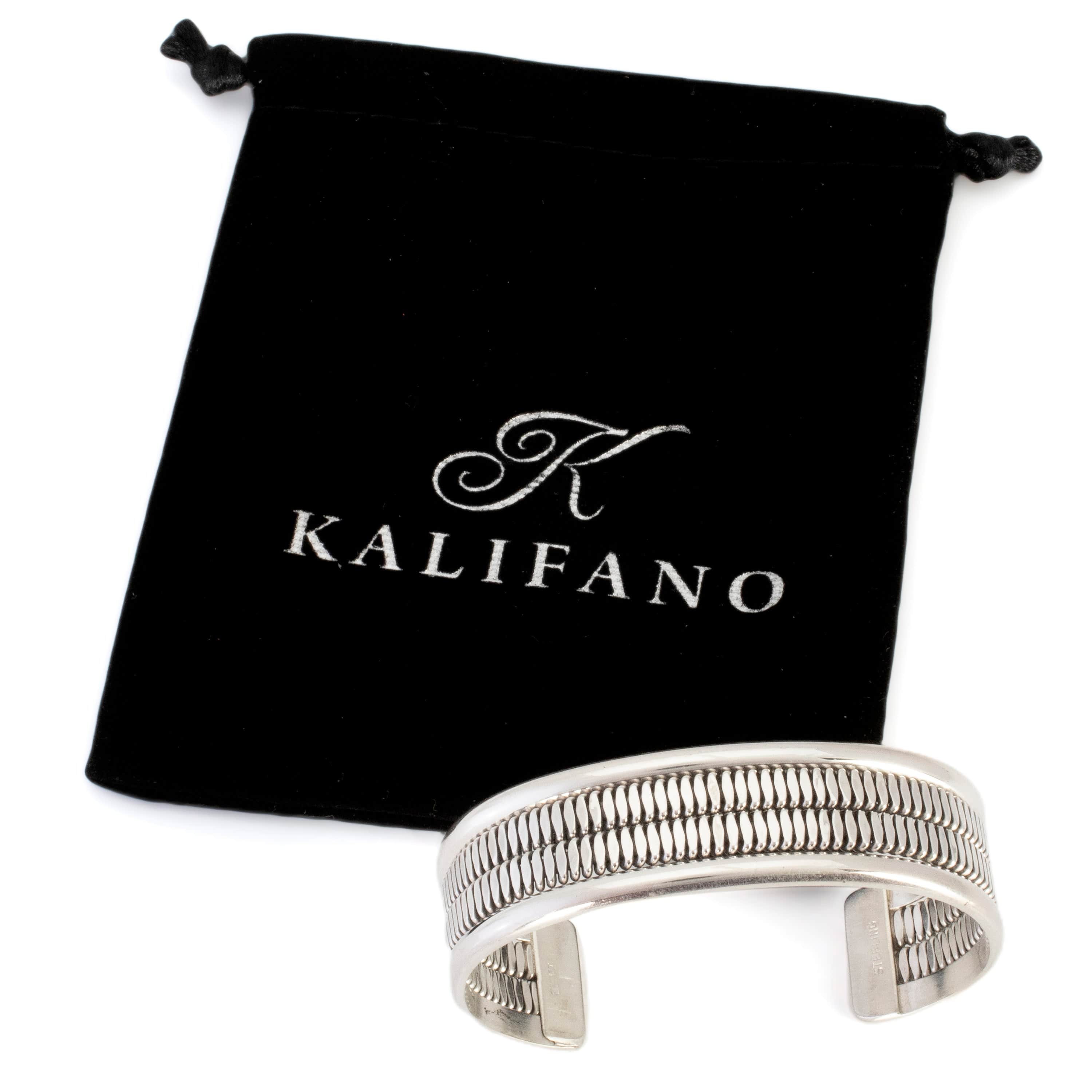 Kalifano Native American Jewelry Tahe USA Native American Made 925 Sterling Silver Cuff NAB1200.014