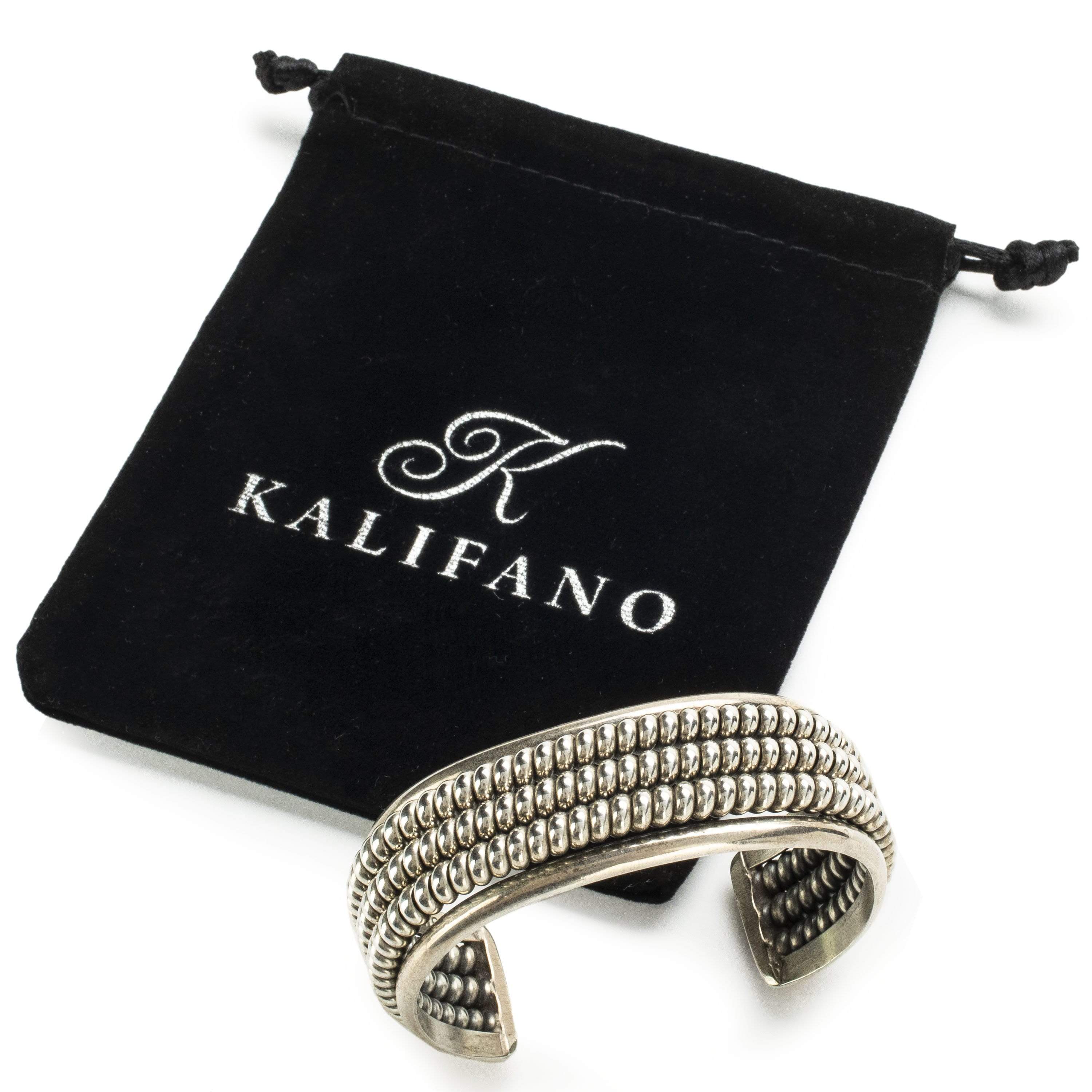Kalifano Native American Jewelry Three Spiral Strand USA Native American Made 925 Sterling Silver Cuff NAB1200.013