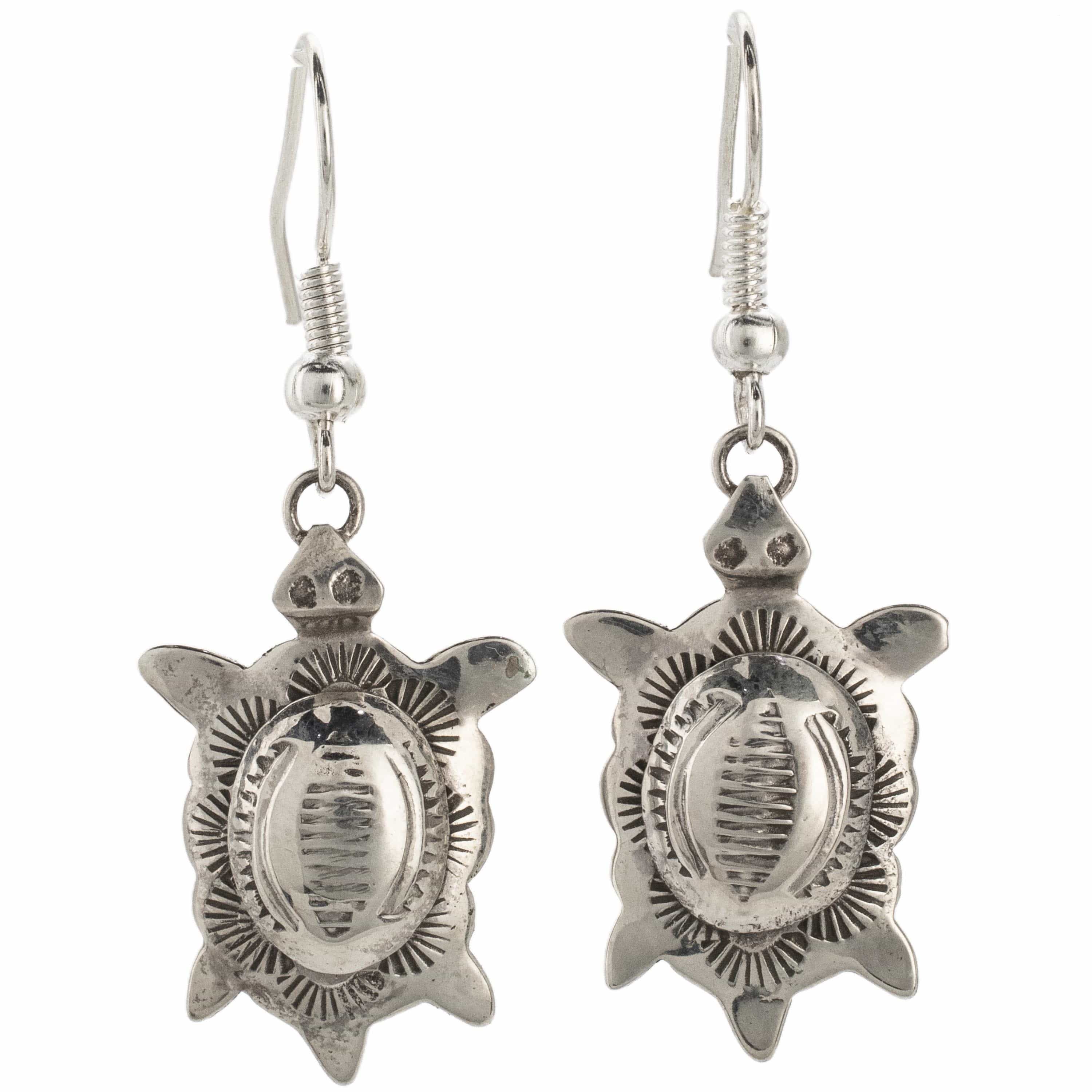 Kalifano Native American Jewelry Turtle USA Native American Made Sterling Silver Earrings NAE200.004