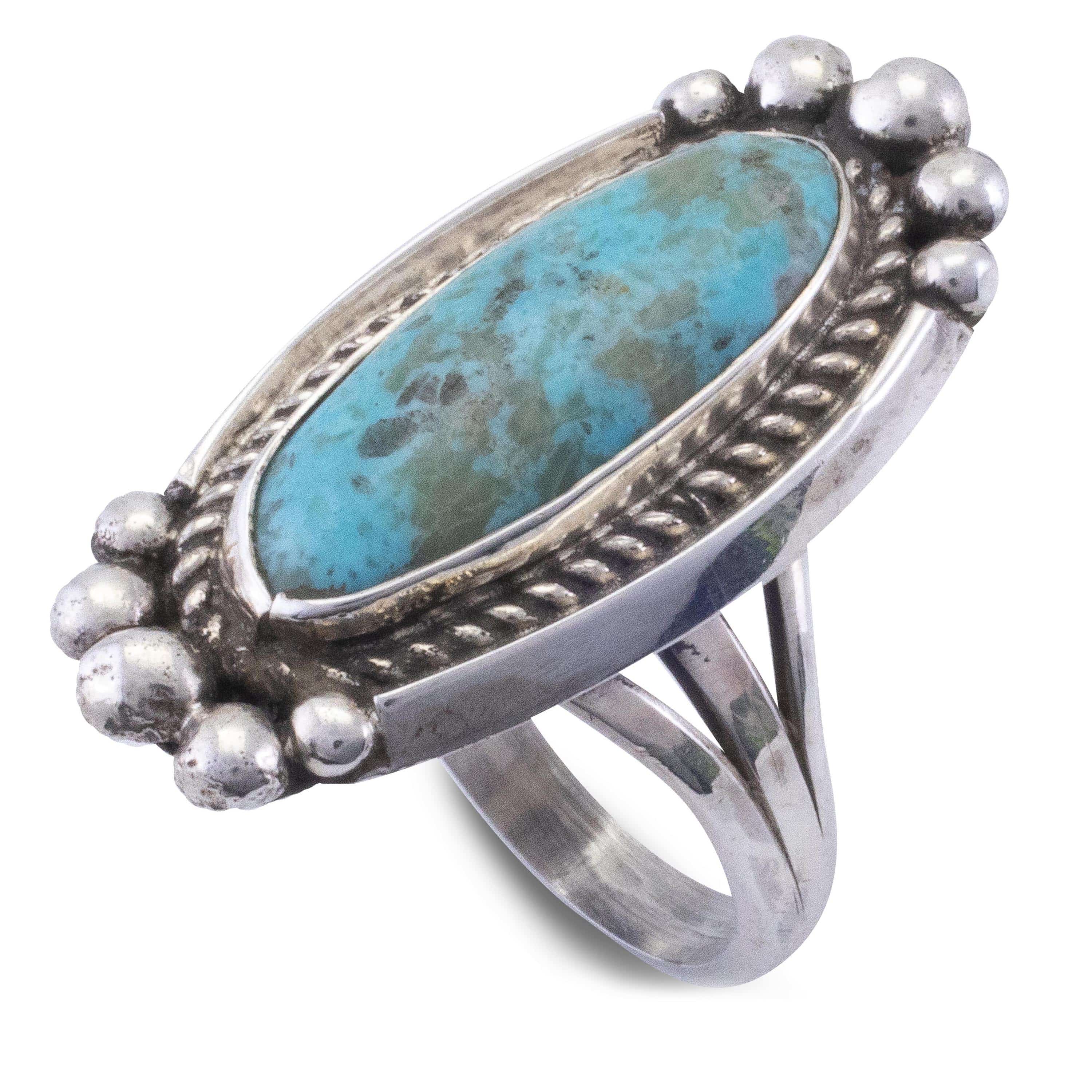 Kalifano Native American Jewelry Tyrone Turquoise USA Native American Made 925 Sterling Silver Ring