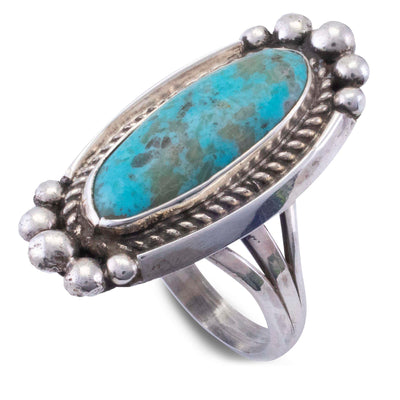 Kalifano Native American Jewelry Tyrone Turquoise USA Native American Made 925 Sterling Silver Ring