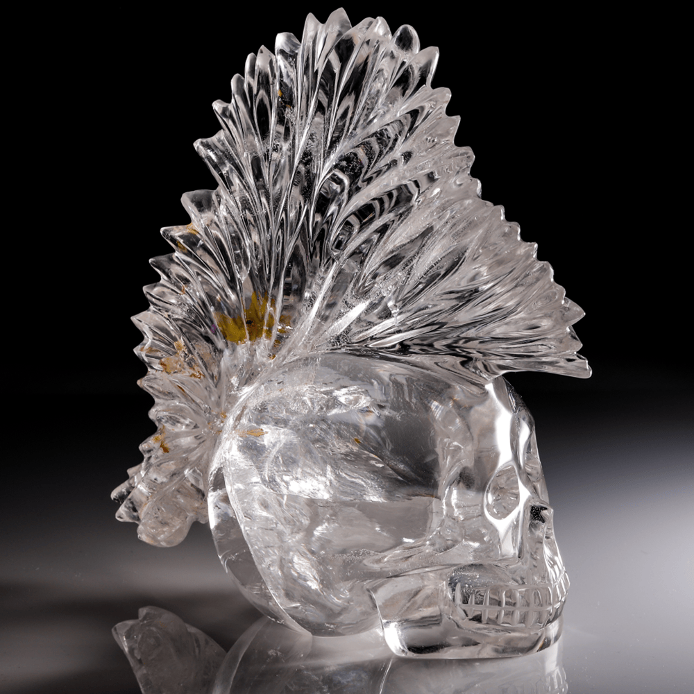 Kalifano One of a kind CARV24000.002 - Mohawk Skull Masterpiece Quartz CarvingBrazil - 3,230 grams CARV24000.002