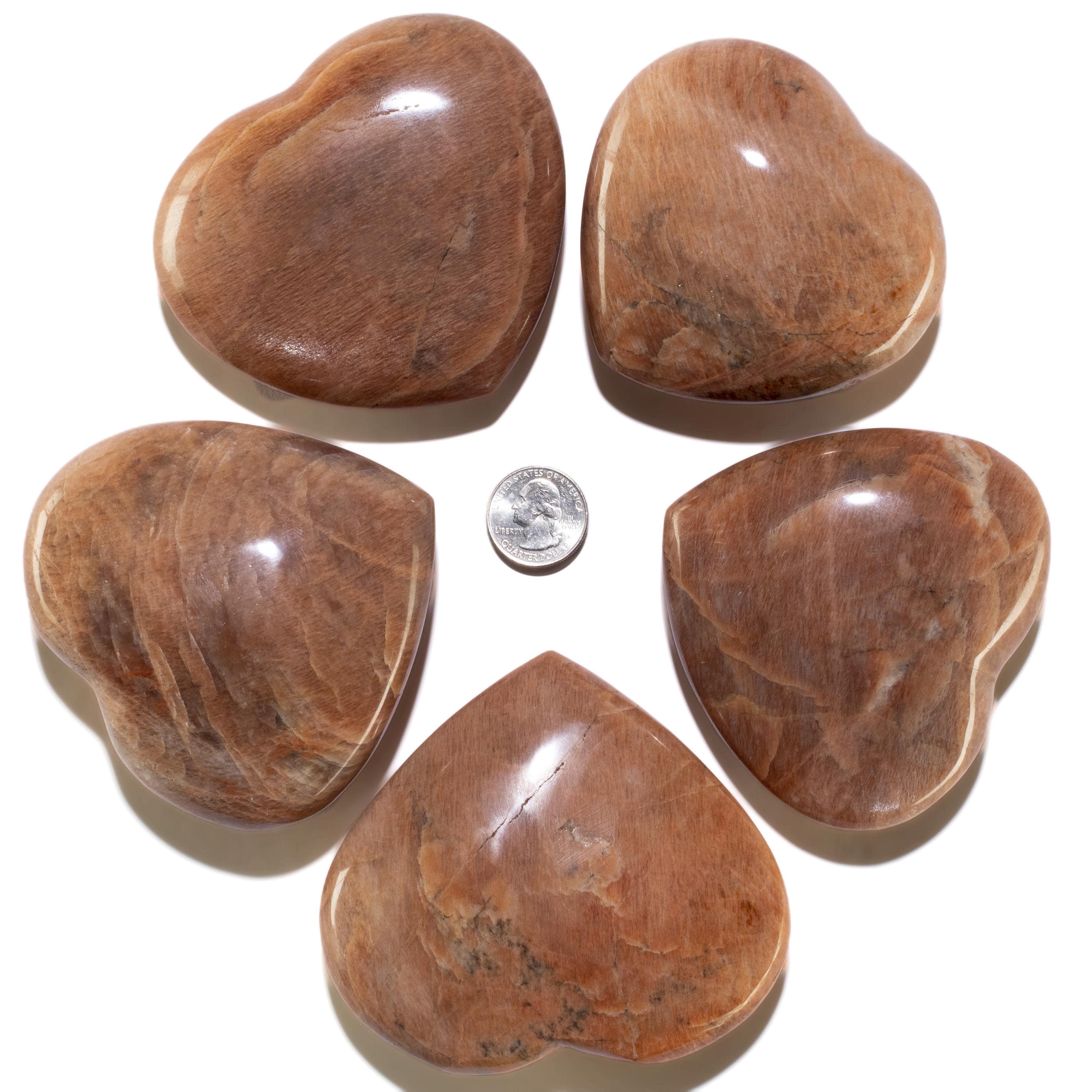 KALIFANO Peach Moonstone Peach Moonstone Gemstone Heart Carving 480g / 4.5in. GH500-PM