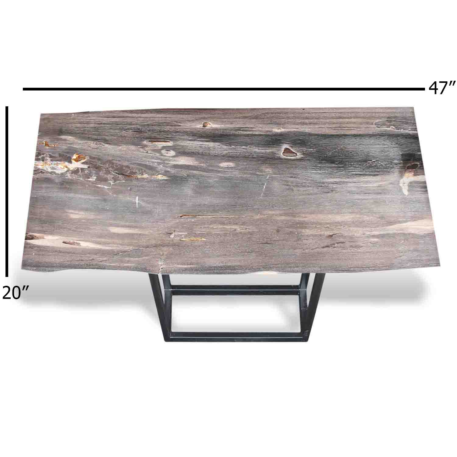 Kalifano Petrified Wood Natural Polished Petrified Wood Console Table from Indonesia - 47" / 146 lbs PWR7900.001