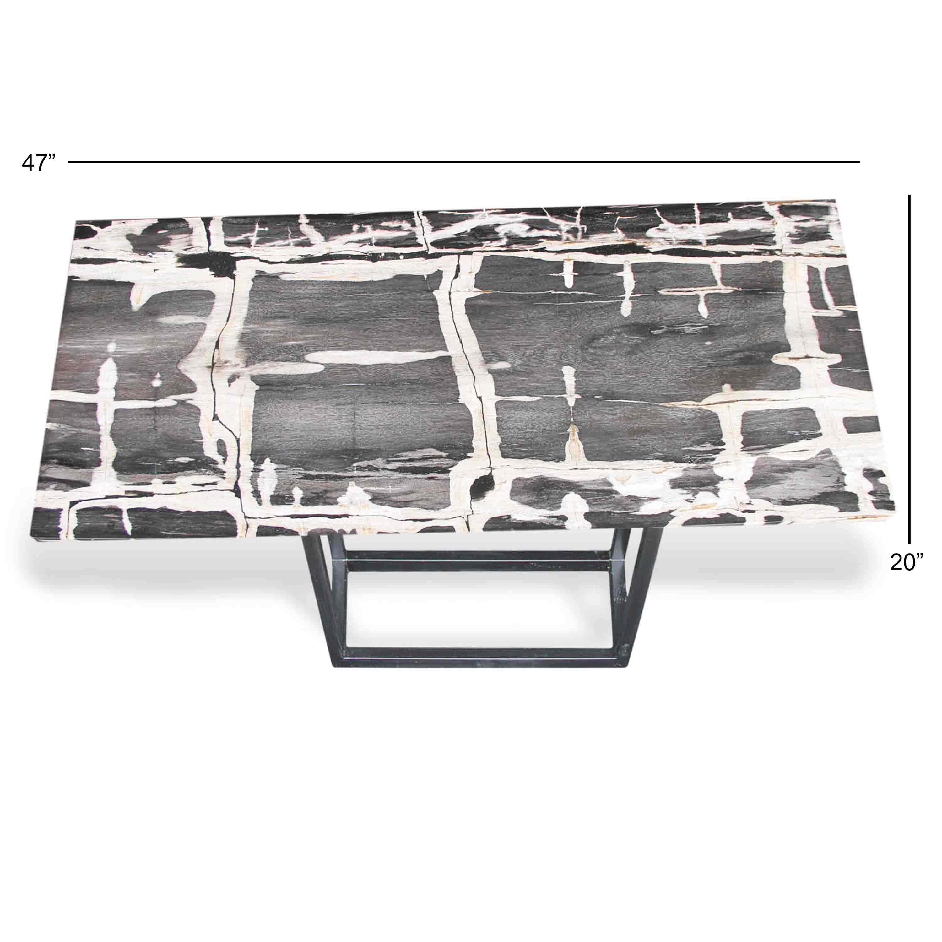 Kalifano Petrified Wood Natural Polished Petrified Wood Console Table from Indonesia - 47" / 152 lbs PWR8300.001