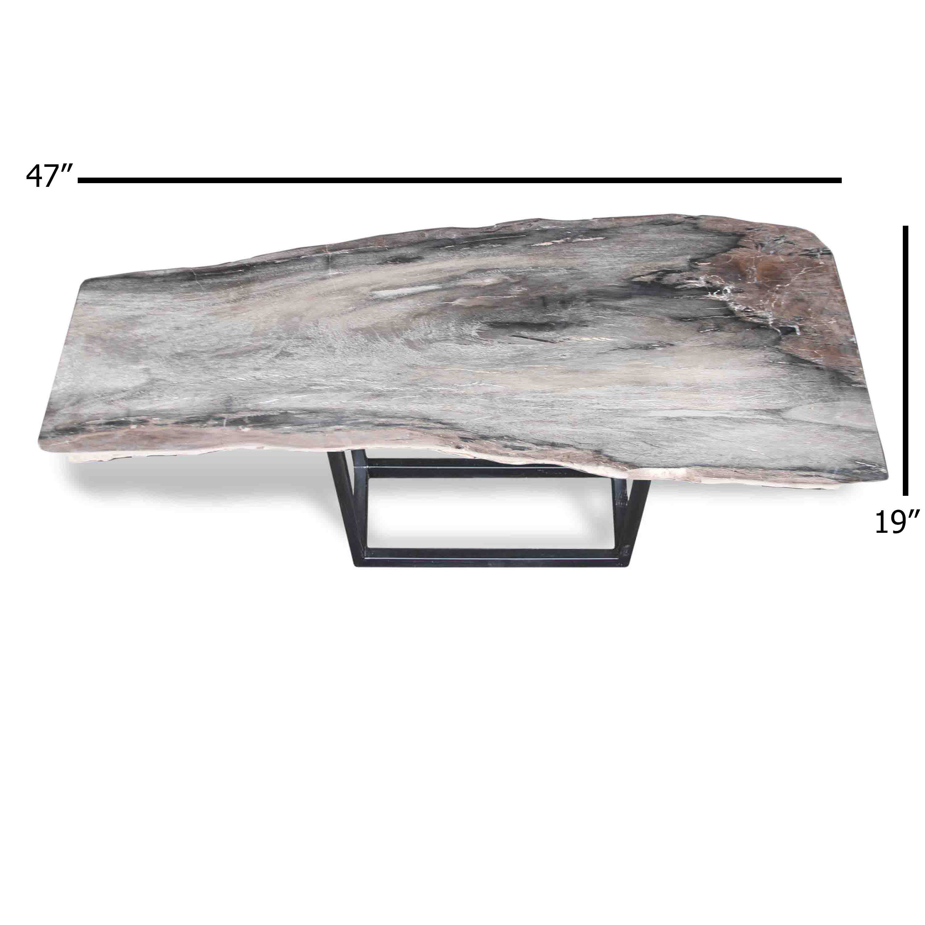 Kalifano Petrified Wood Natural Polished Petrified Wood Console Table from Indonesia - 47" / 88 lbs PWR4800.001