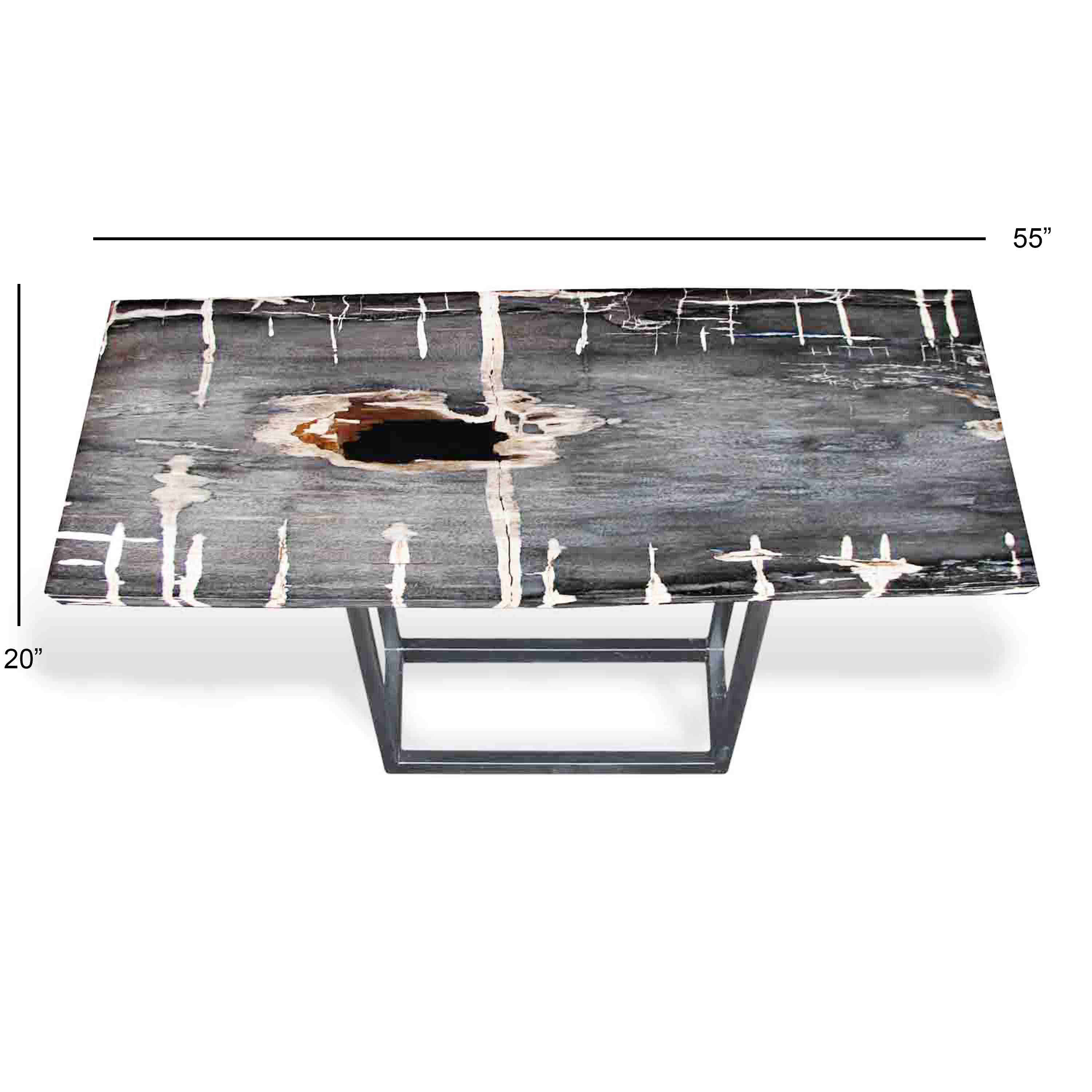 Kalifano Petrified Wood Natural Polished Petrified Wood Console Table from Indonesia - 55" / 161 lbs PWR8800.001