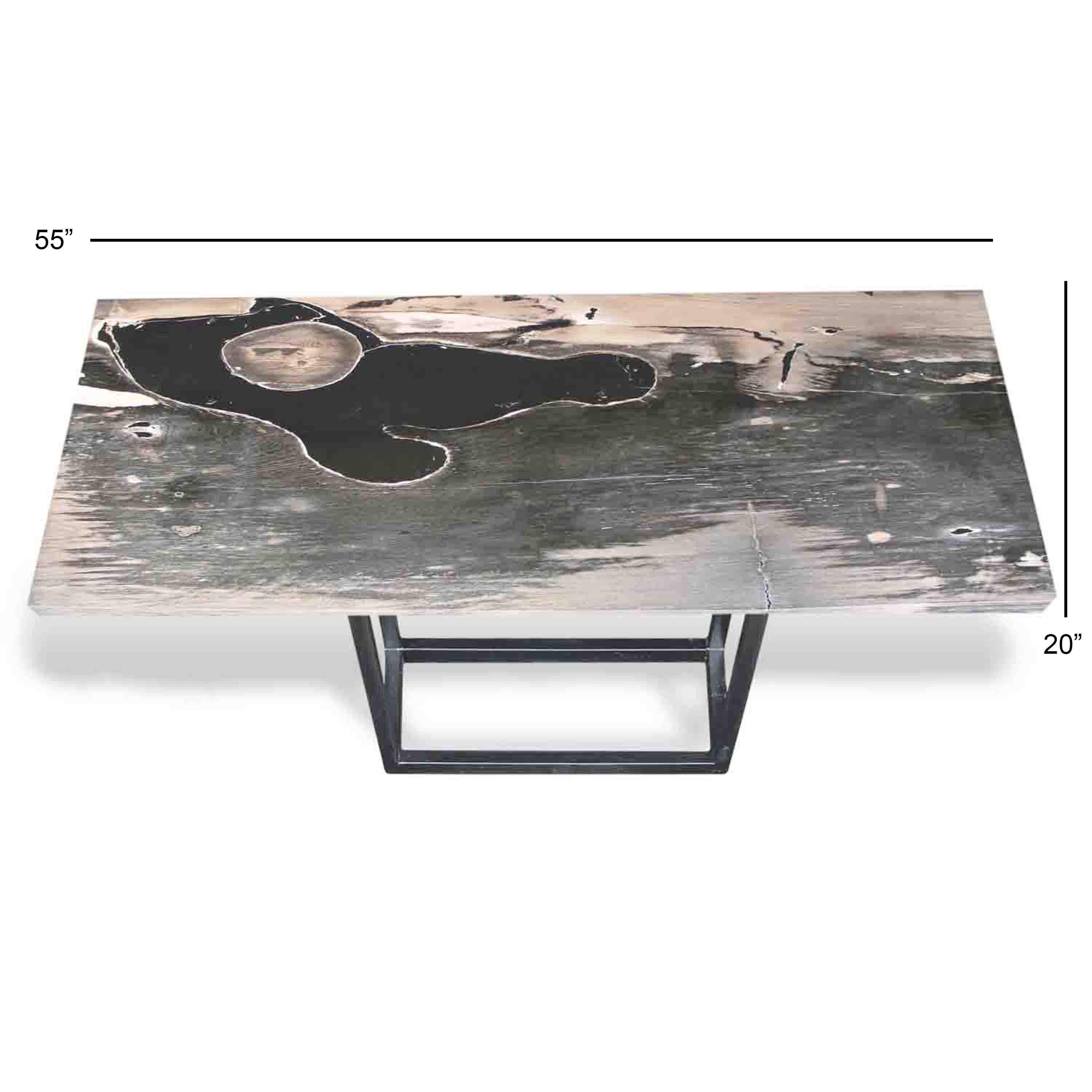 Kalifano Petrified Wood Natural Polished Petrified Wood Console Table from Indonesia - 55" / 163 lbs PWR8900.001