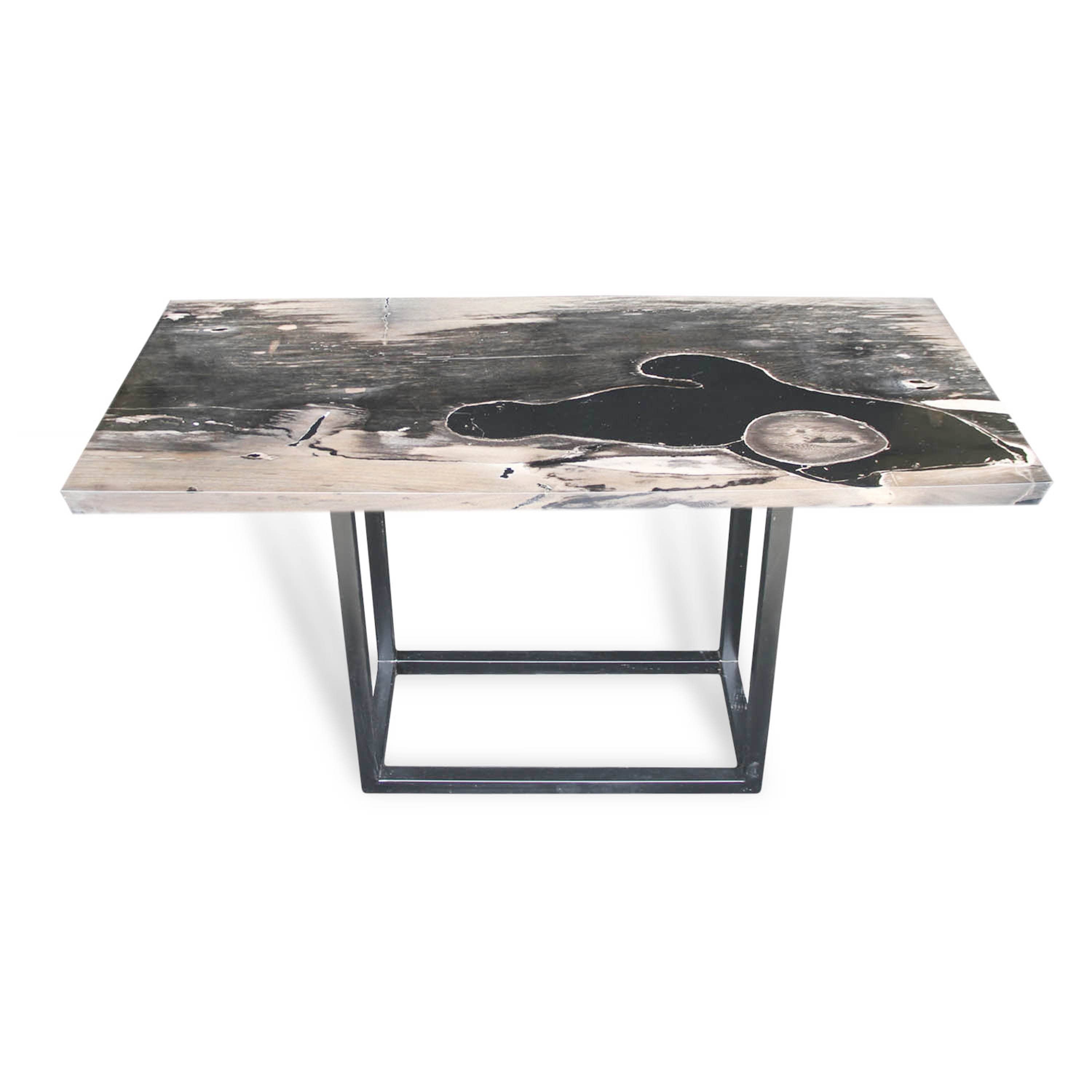 Kalifano Petrified Wood Natural Polished Petrified Wood Console Table from Indonesia - 55" / 163 lbs PWR8900.001