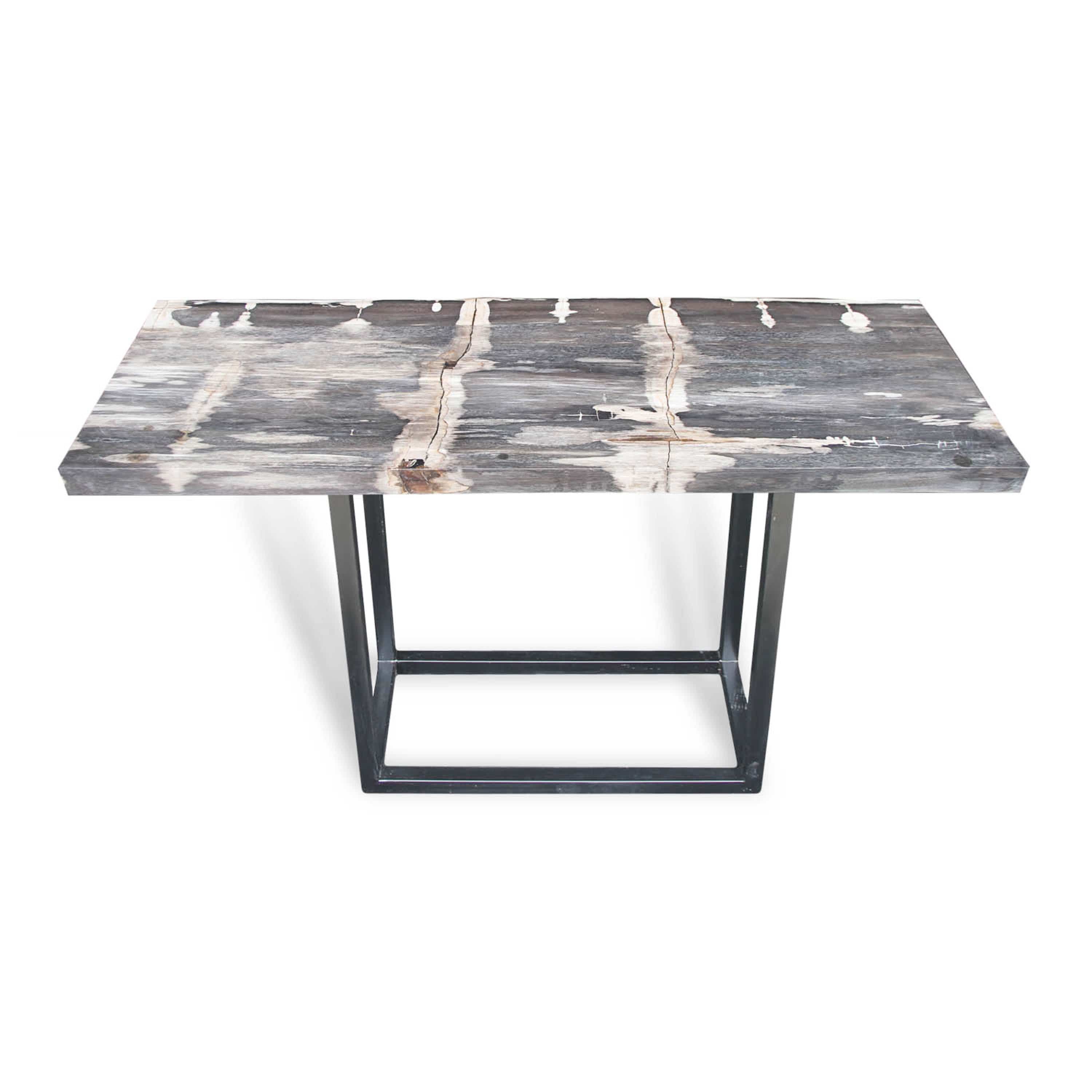 Kalifano Petrified Wood Natural Polished Petrified Wood Rectangular Table Top from Indonesia - 55" / 185 lbs PWR10100.001
