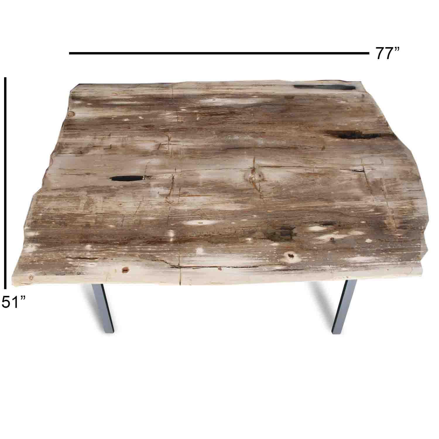 Kalifano Petrified Wood Natural Polished Petrified Wood Rectangular Table Top from Indonesia - 77" / 822 lbs PWR29800.001