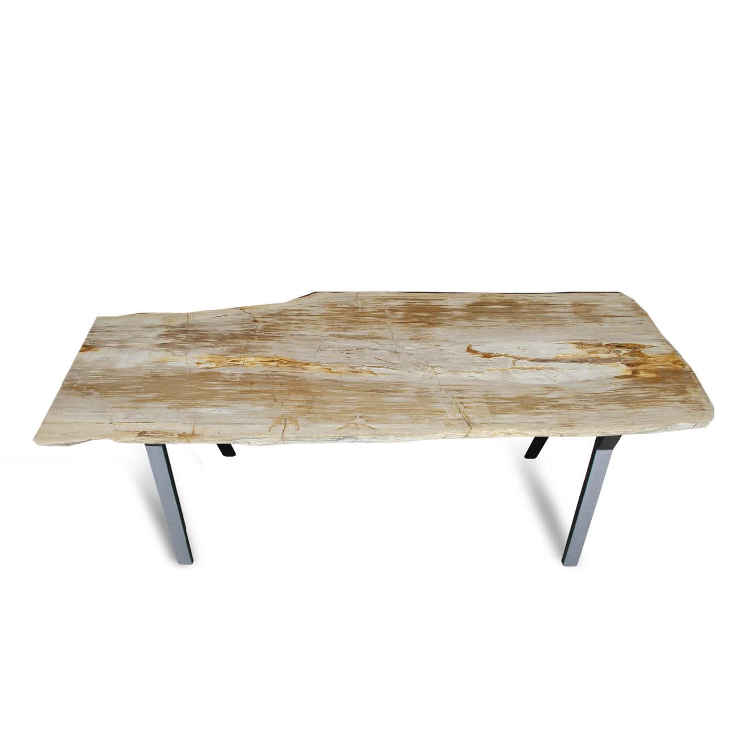 Kalifano Petrified Wood Natural Polished Petrified Wood Rectangular Table Top from Indonesia - 78" / 386 lbs PWR14000.001