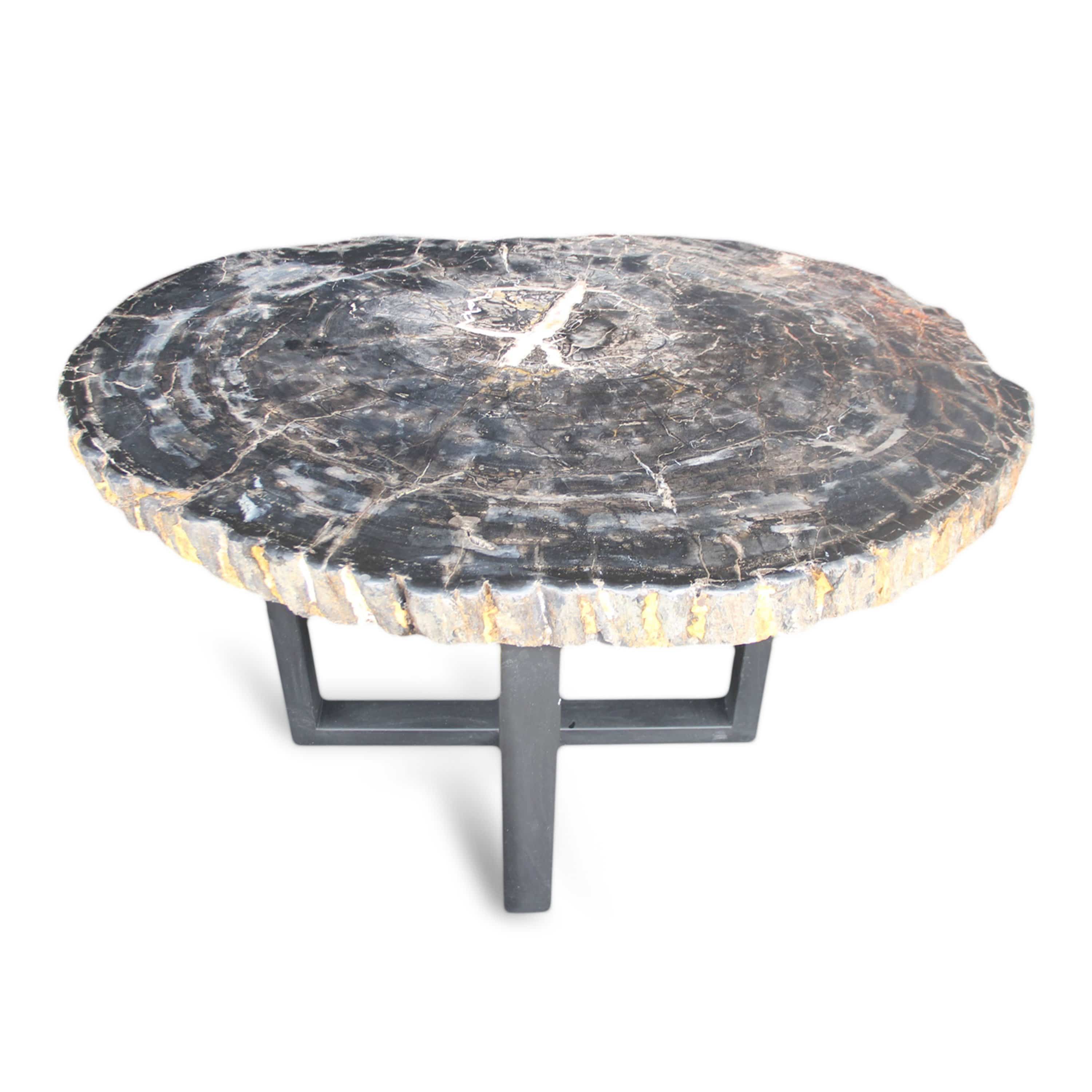 Kalifano Petrified Wood Natural Polished Petrified Wood Round Table Top from Indonesia - 45" / 276 lbs PWT7500.002
