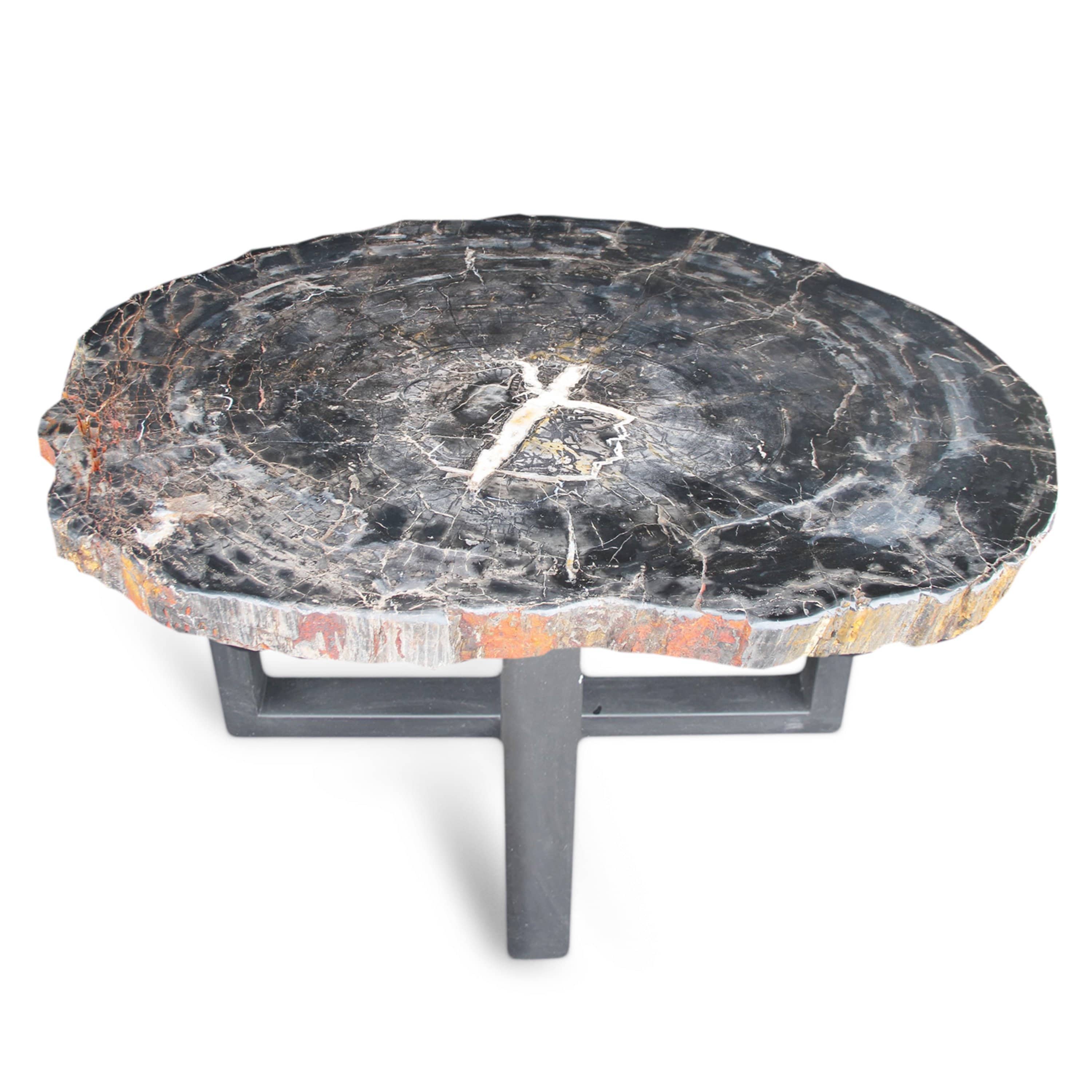Kalifano Petrified Wood Natural Polished Petrified Wood Round Table Top from Indonesia - 45" / 276 lbs PWT7500.002