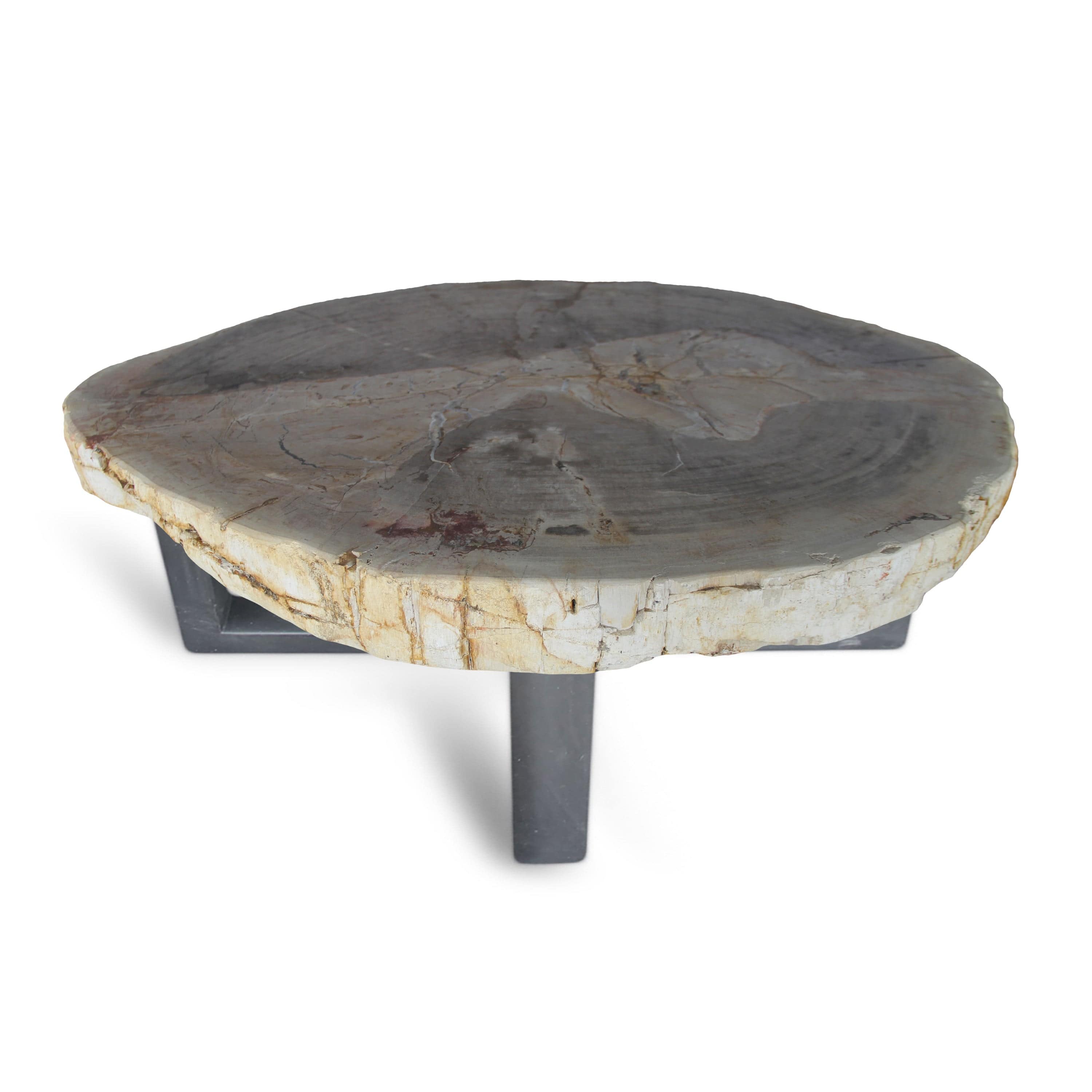 Kalifano Petrified Wood Petrified Wood Round Slab Coffee Table from Indonesia - 34" / 165 lbs PWT6000.004